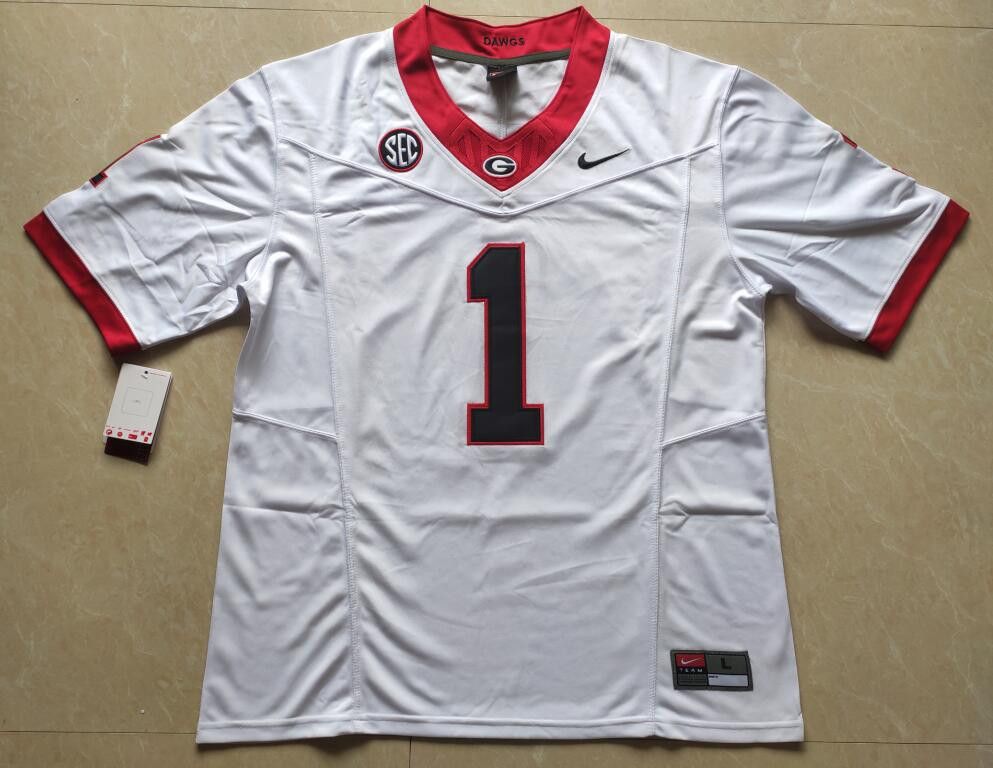 Other Men UGA Georgia Bulldogs #1 Trevor Etienne White jerseys Size US M / EU 48-50 / 2 - 3 Thumbnail