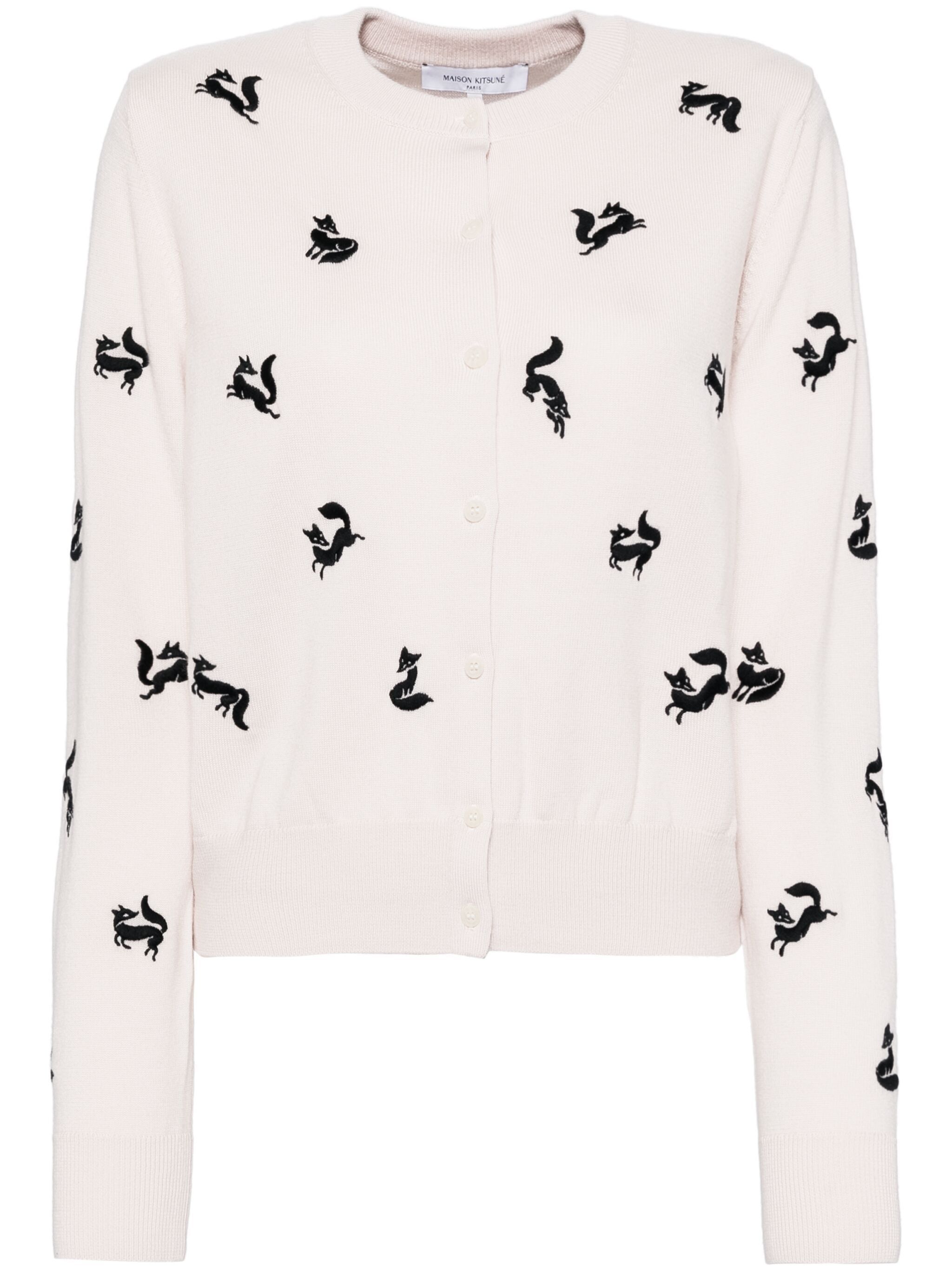 Maison Kitsune o1s22i1n1124 Fancy Fox Cardigan in Light Pink Size L / US 10 / IT 46 - 1 Thumbnail