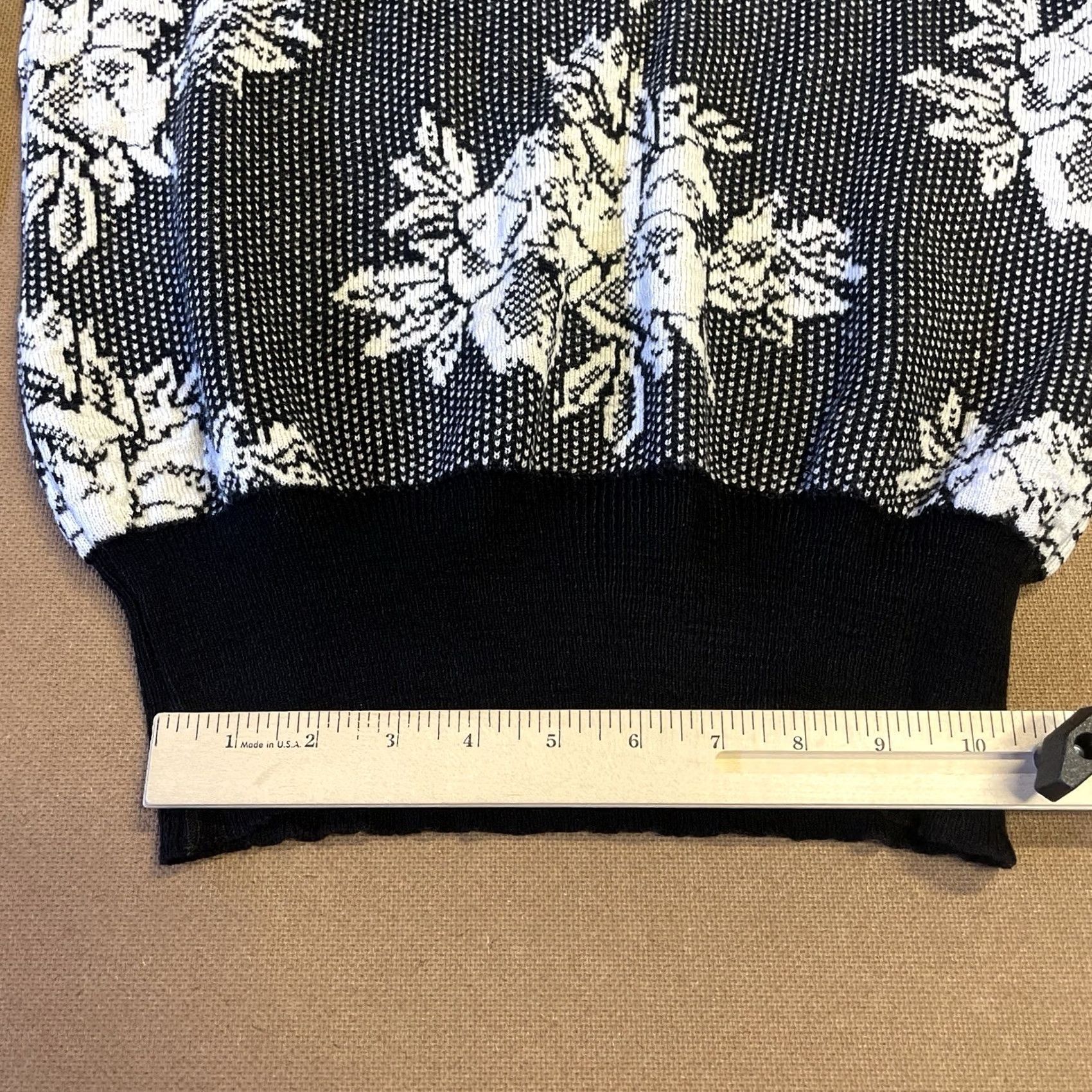 Vintage Nuggets Knit Sweater Womens XS Black Grandma Flowers Ladies Pullover Long Sleeve 1/2 Zip Casual Fall Spring Winter Knit Pattern Solid Size XS / US 0-2 / IT 36-38 - 7 Thumbnail