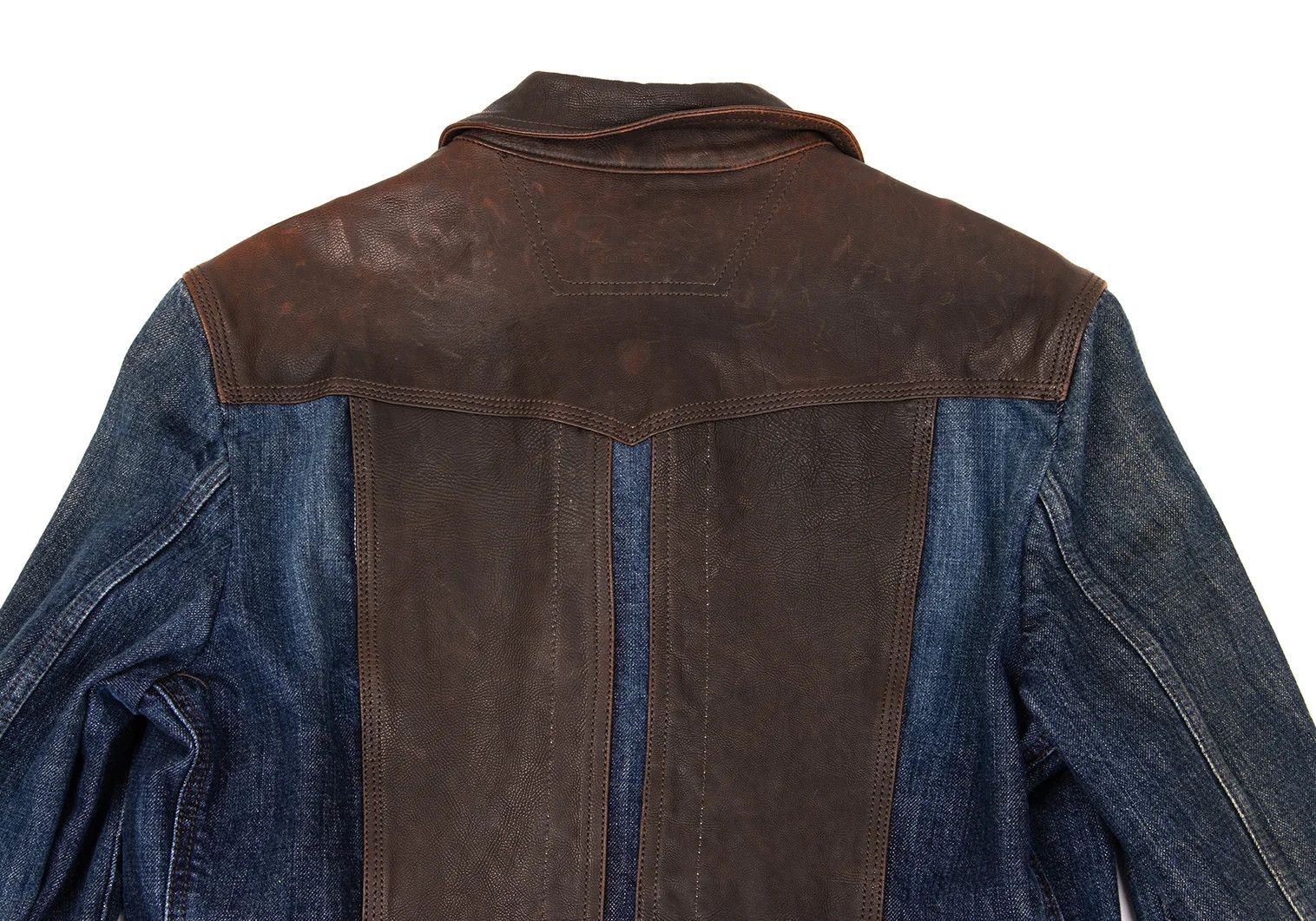 Dolce & Gabbana Cut Design Leather-Trim Denim Jacket Indigo Size M Size US M / EU 48-50 / 2 - 15 Thumbnail
