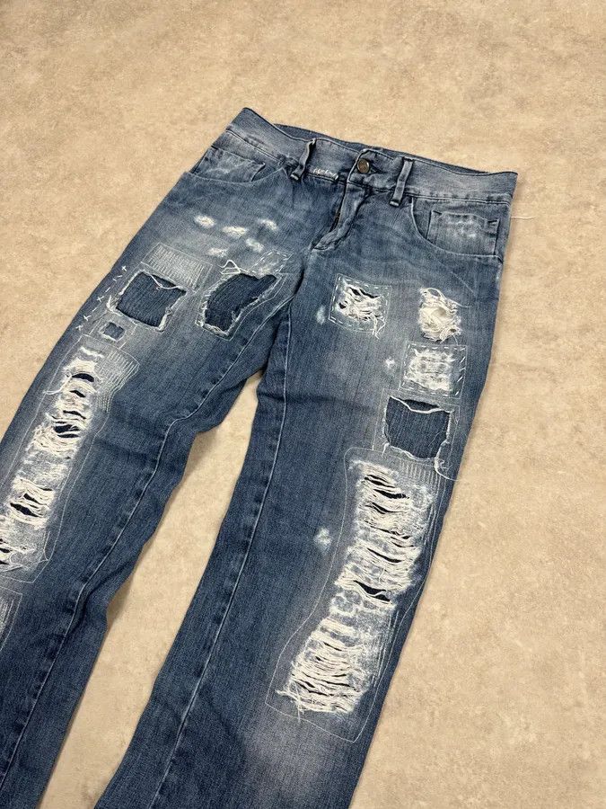 Dolce & Gabbana 2000s Dolce & Gabbana Blue Destroyed Denim Jeans Size US 30 / EU 46 - 2 Thumbnail