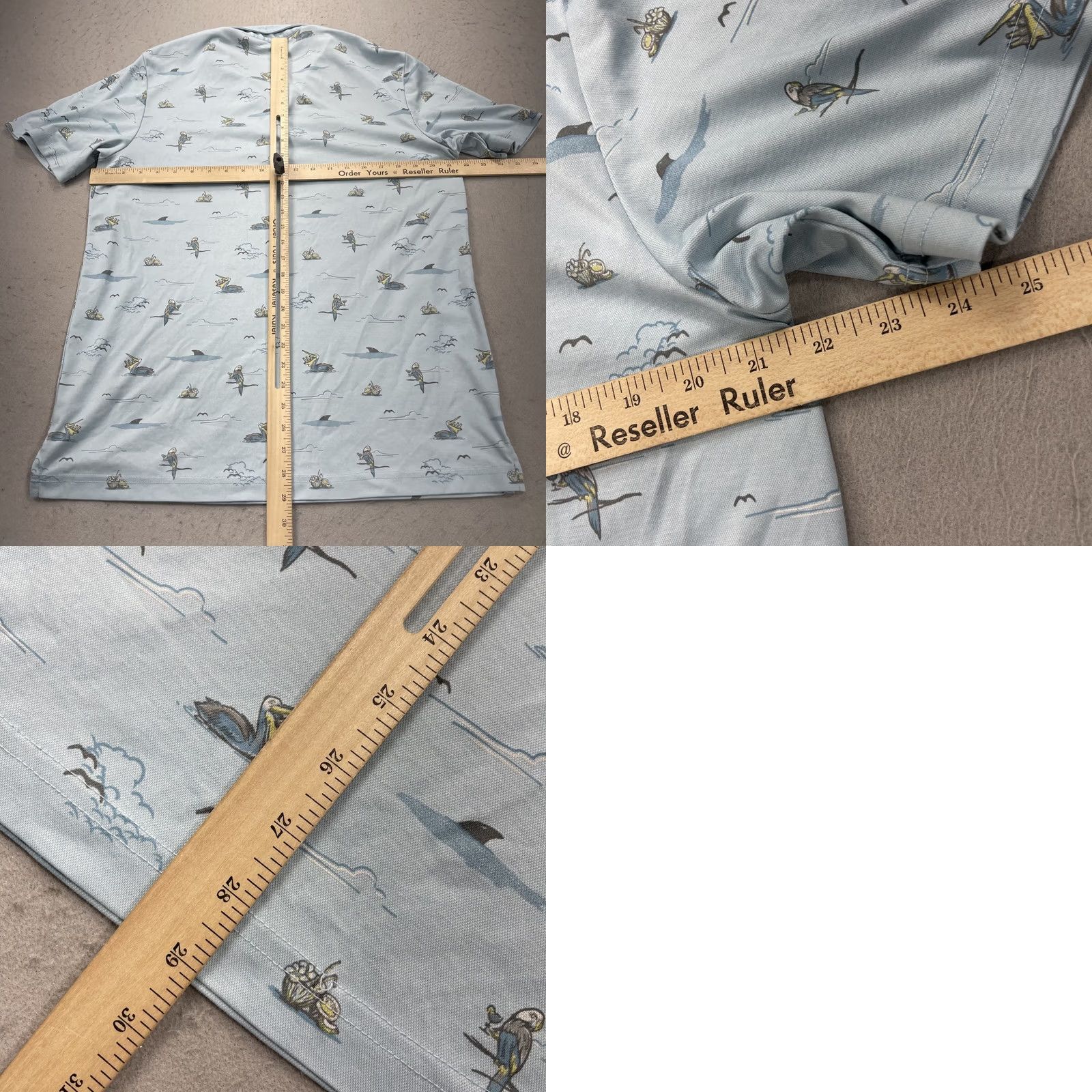 TravisMathew Travis Mathew Polo Shirt Mens Large Blue Going Rogue Bird Beach Floral Golf AOP Size US L / EU 52-54 / 3 - 8 Thumbnail
