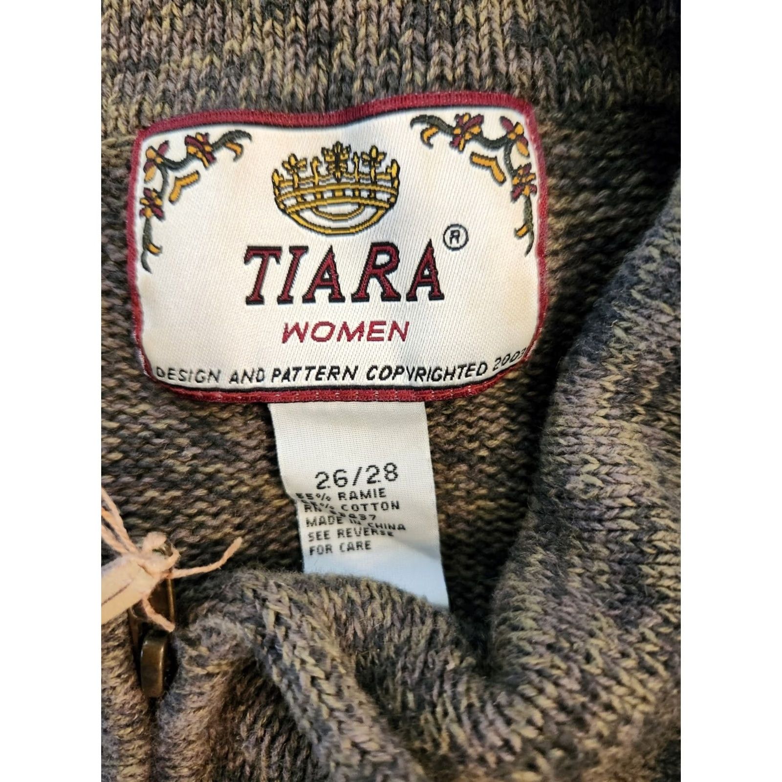 Vintage Tiara Women Green Winter Stripe Full Zip Cardigan Sweater 26/28 Plus Size Adult Womens Regular Fit Ramie Cotton Hand Wash Only Vintage No Size 4XL / US 24-26 - 7 Thumbnail
