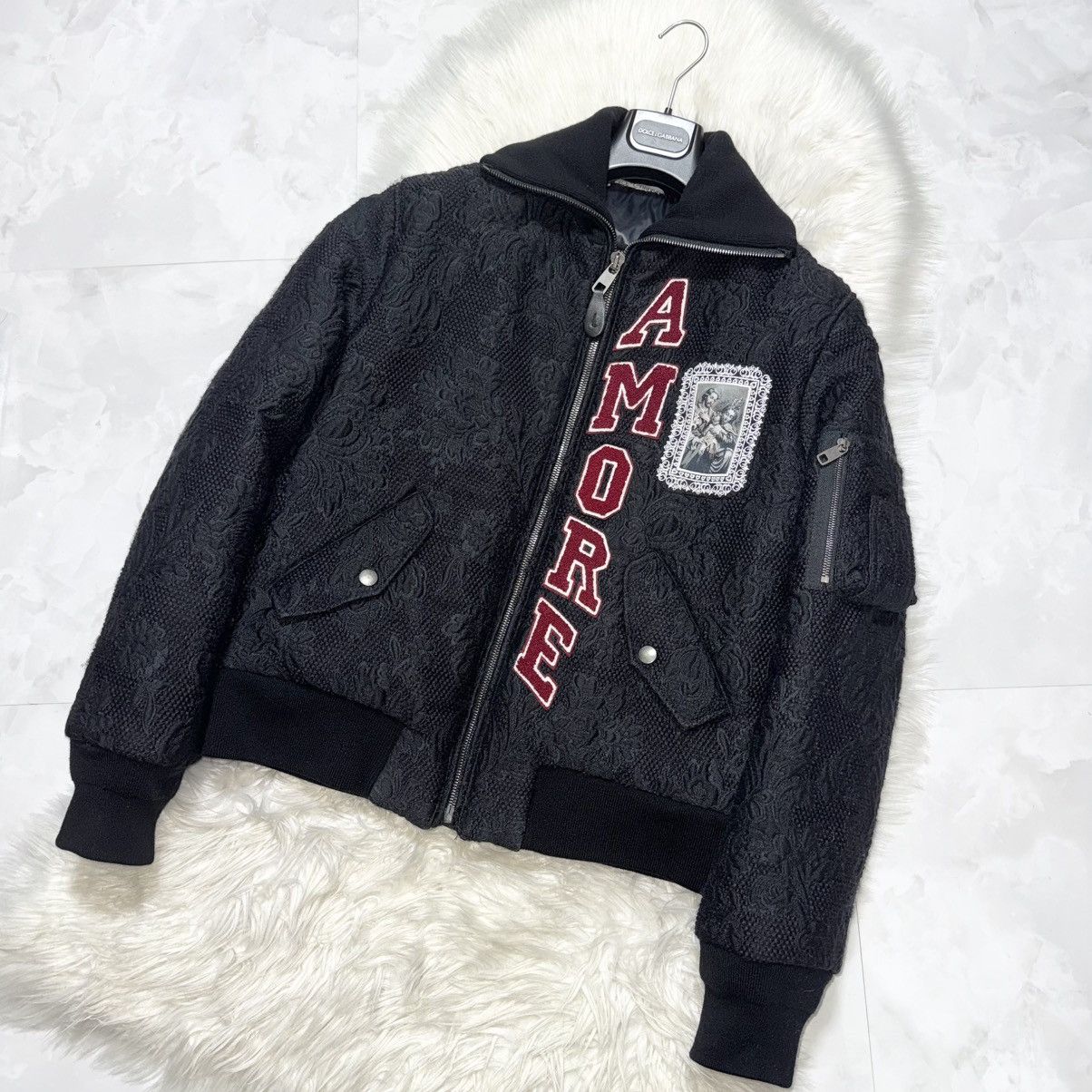Dolce & Gabbana Dolce & Gabbana AMORE Mirror Floral Jacquard Bomber Jacket Size US M / EU 48-50 / 2 - 7 Thumbnail