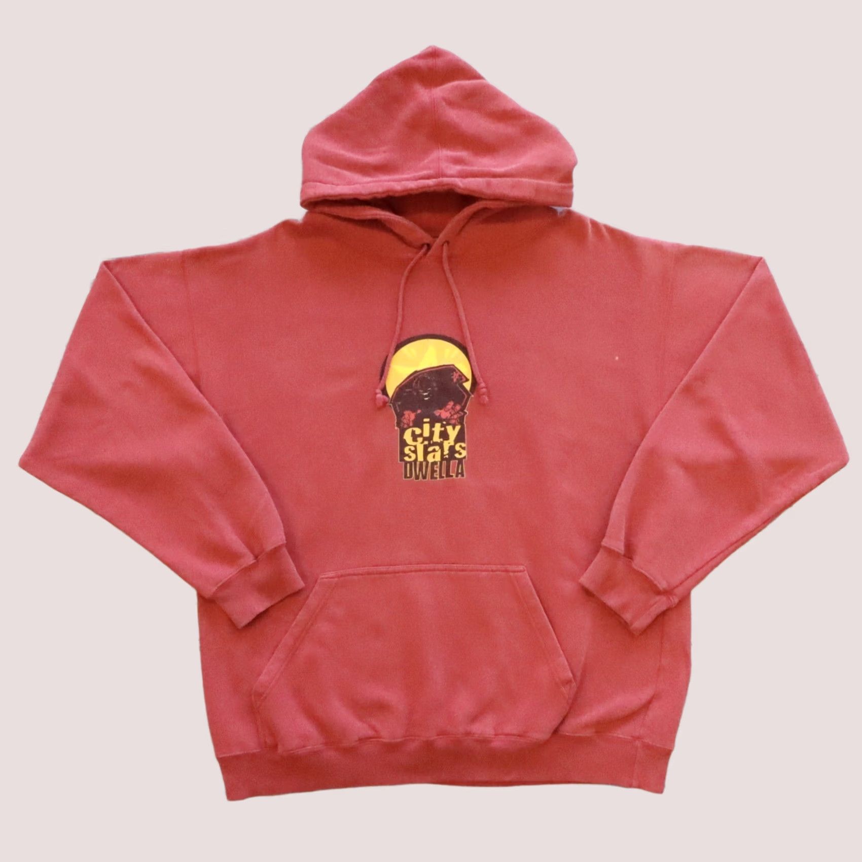 Vintage Vintage City Stars Dwella Skateboard Pullover Hoodie Sweatshirt - Red, Size L, Men, Long Sleeve, Regular, Hoodie, 90s, Pullover Size US L / EU 52-54 / 3 - 1 Thumbnail