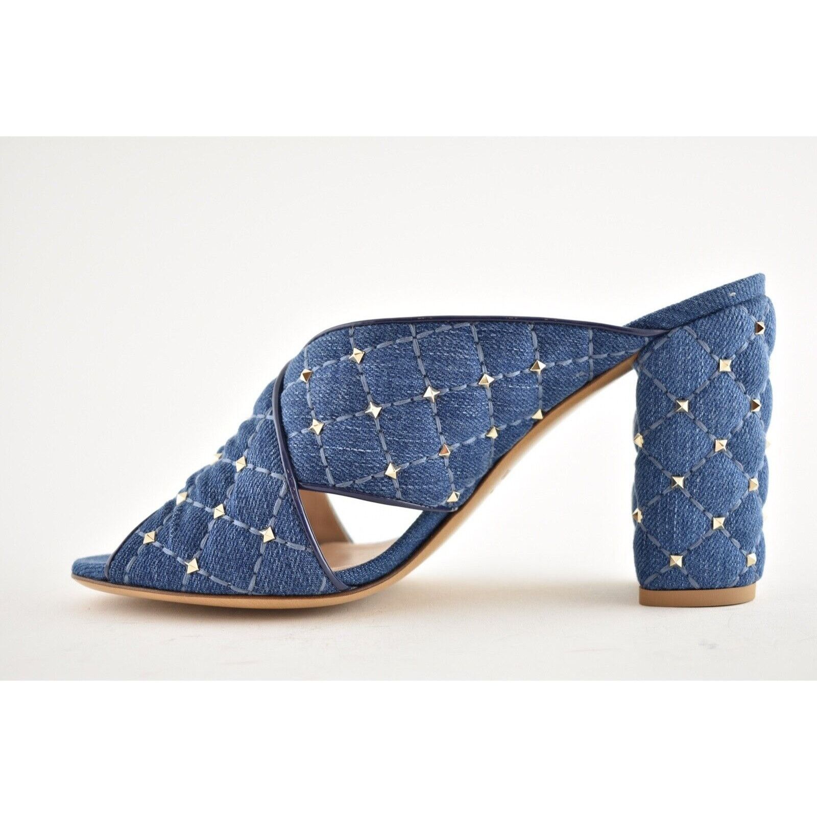 Valentino Valentino Rockstud Spike Denim Blue Mule Stud Backless Size US 6.5 / IT 36.5 - 10 Thumbnail