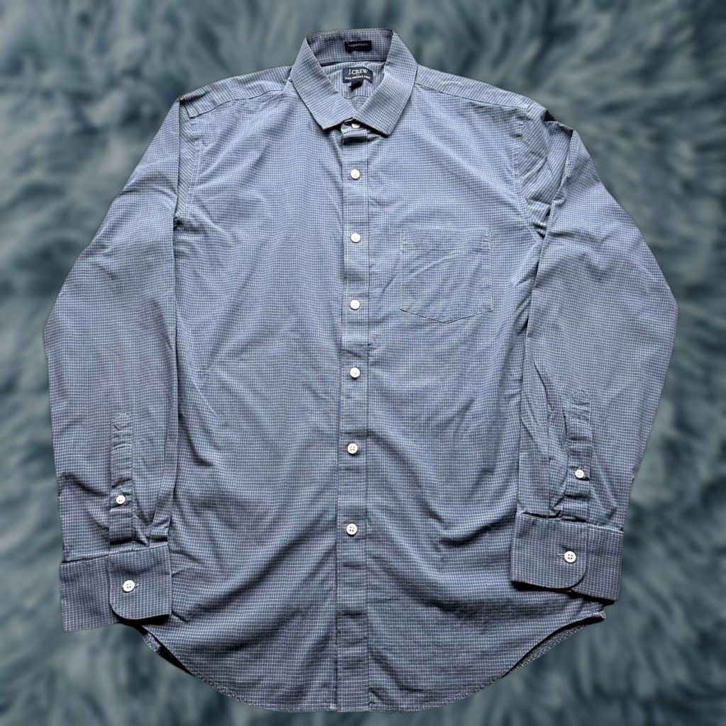 J.Crew J.CREW Thompson Wrinkle Free Grid Long Sleeve Button Up Shirt Mens Large 16-16.5 Blue Gray Size US L / EU 52-54 / 3 - 1 Thumbnail