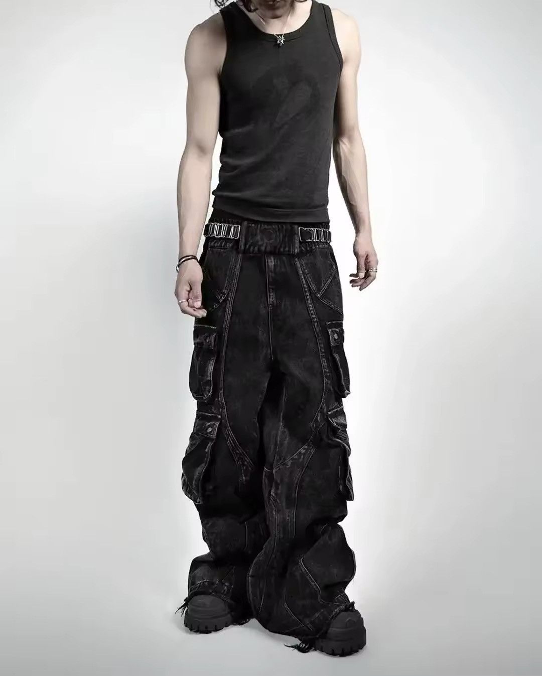Japanese Brand × Jean Denim Workwear Baggy Jeans Multiple Pockets Wide Legs Size US 36 / EU 52 - 3 Thumbnail