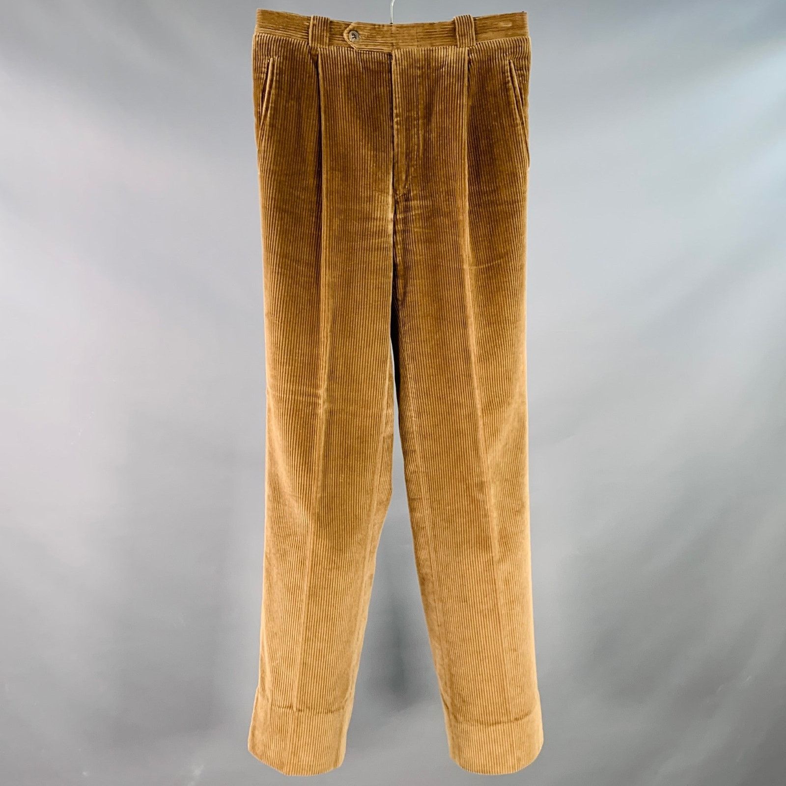 Wilkes Bashford Size 28 Brown Tan Corduroy Pleated Casual Pants Size US 28 / EU 44 - 1 Thumbnail