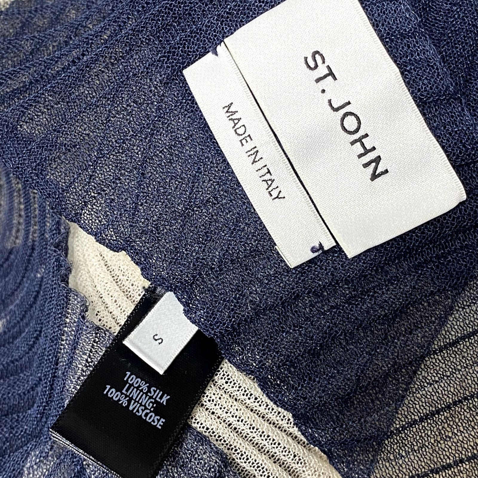 St. John St John Silk Pleated Stripe Long Sleeve Semi Sheer Dress Size S / US 4 / IT 40 - 7 Thumbnail