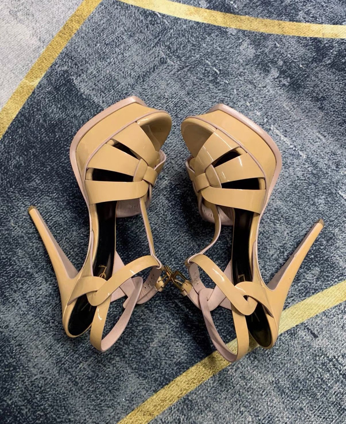 Yves Saint Laurent YSL Leather One-Strap High Heel Sandals J42 Size US 8 / IT 38 - 5 Thumbnail