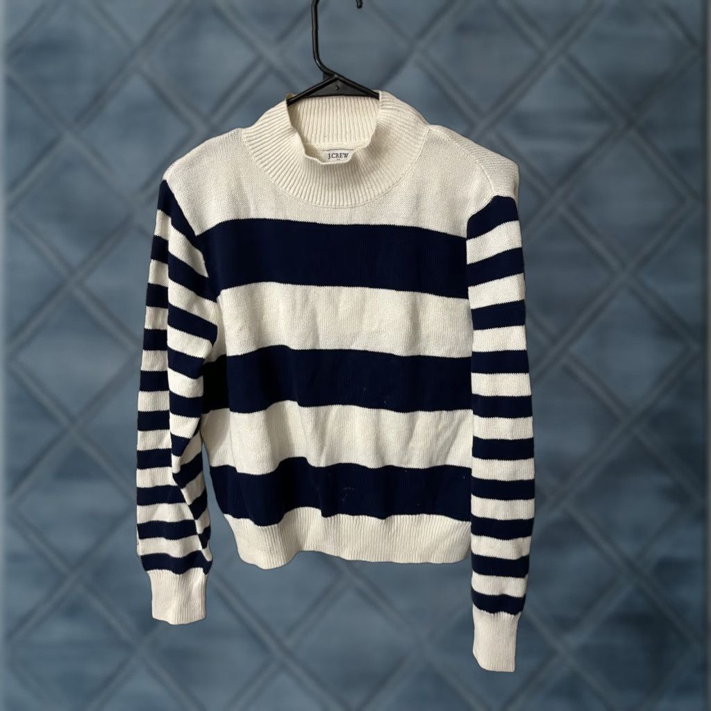 J.Crew VINTAGE J.CREW Nautical Striped Sweater Shirt Women Medium White Blue Express Shipping Size M / US 6-8 / IT 42-44 - 1 Thumbnail