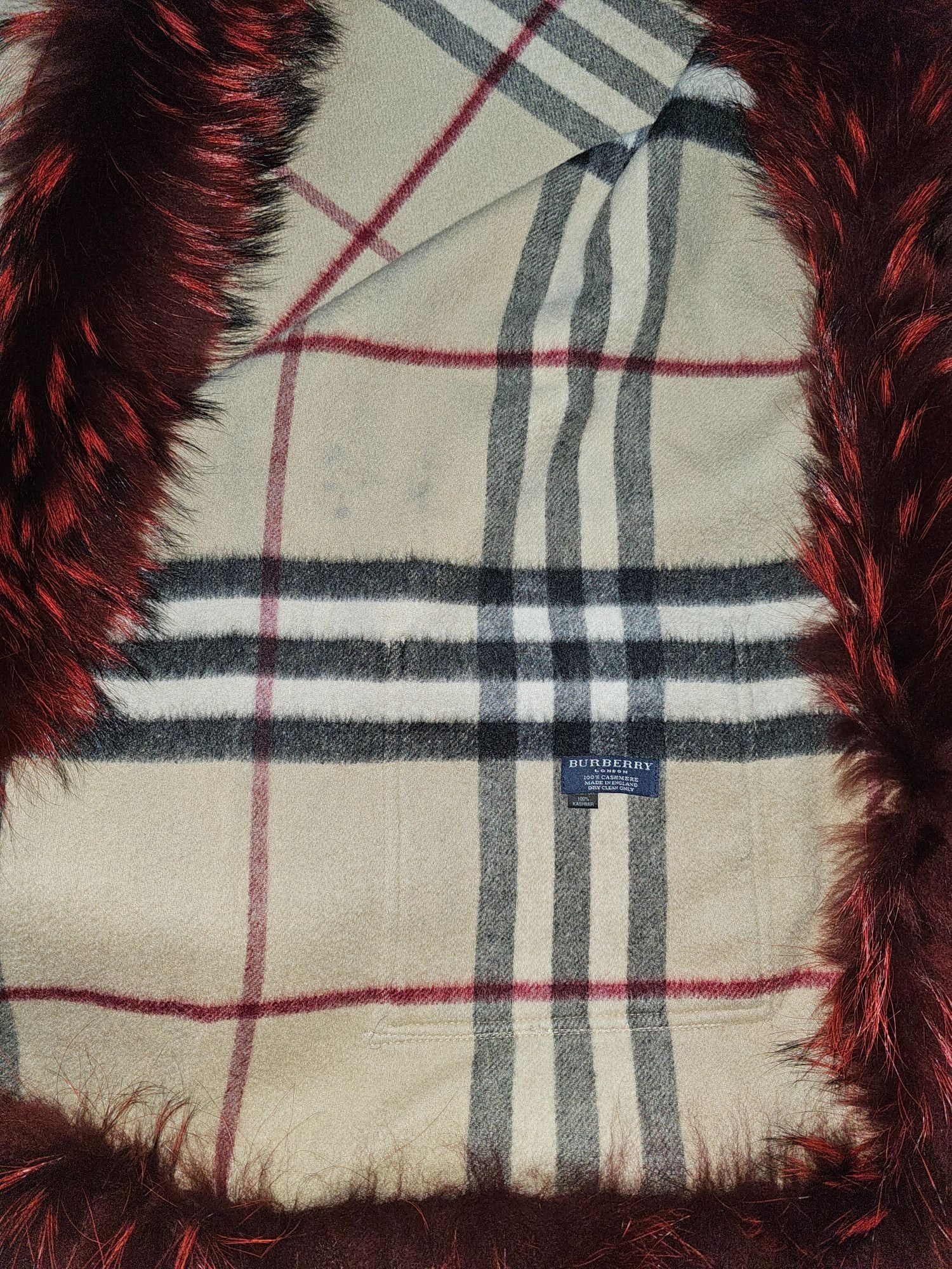 Burberry Burberry 100% Cashmere Fur Trim Scarf/Shawl Wrap Plaid Desig Size ONE SIZE - 17 Thumbnail