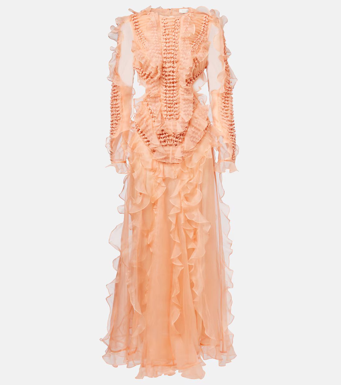 Zimmermann oc11z0226 Balance Ruffled Silk Organza Maxi Dress In Orange Size S / US 4 / IT 40 - 1 Thumbnail