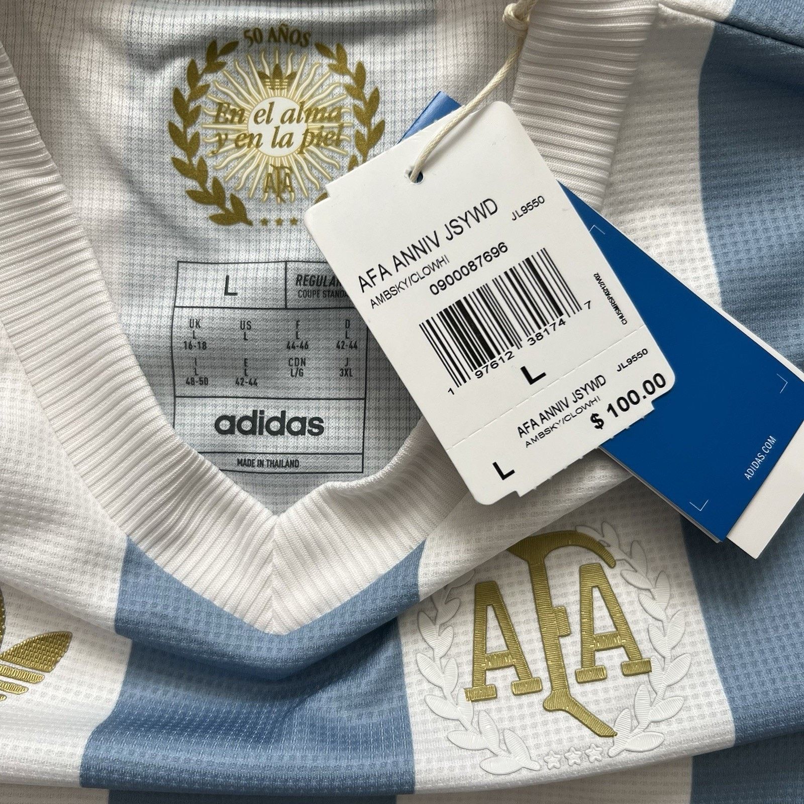 Adidas Adidas Argentina 24/25 50th Anniversary Jersey Large NWT Size L / US 10 / IT 46 - 6 Thumbnail