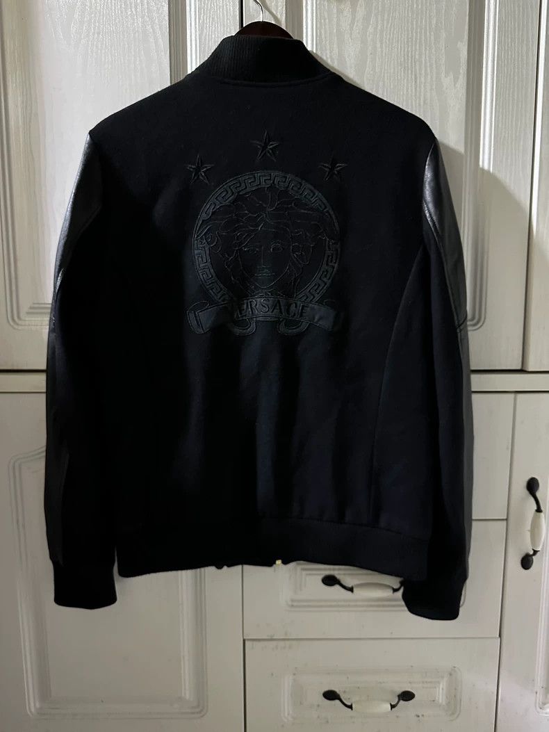 Versace Versace Knitted embroidered patchwork jacket leather jacke Size US L / EU 52-54 / 3 - 2 Thumbnail