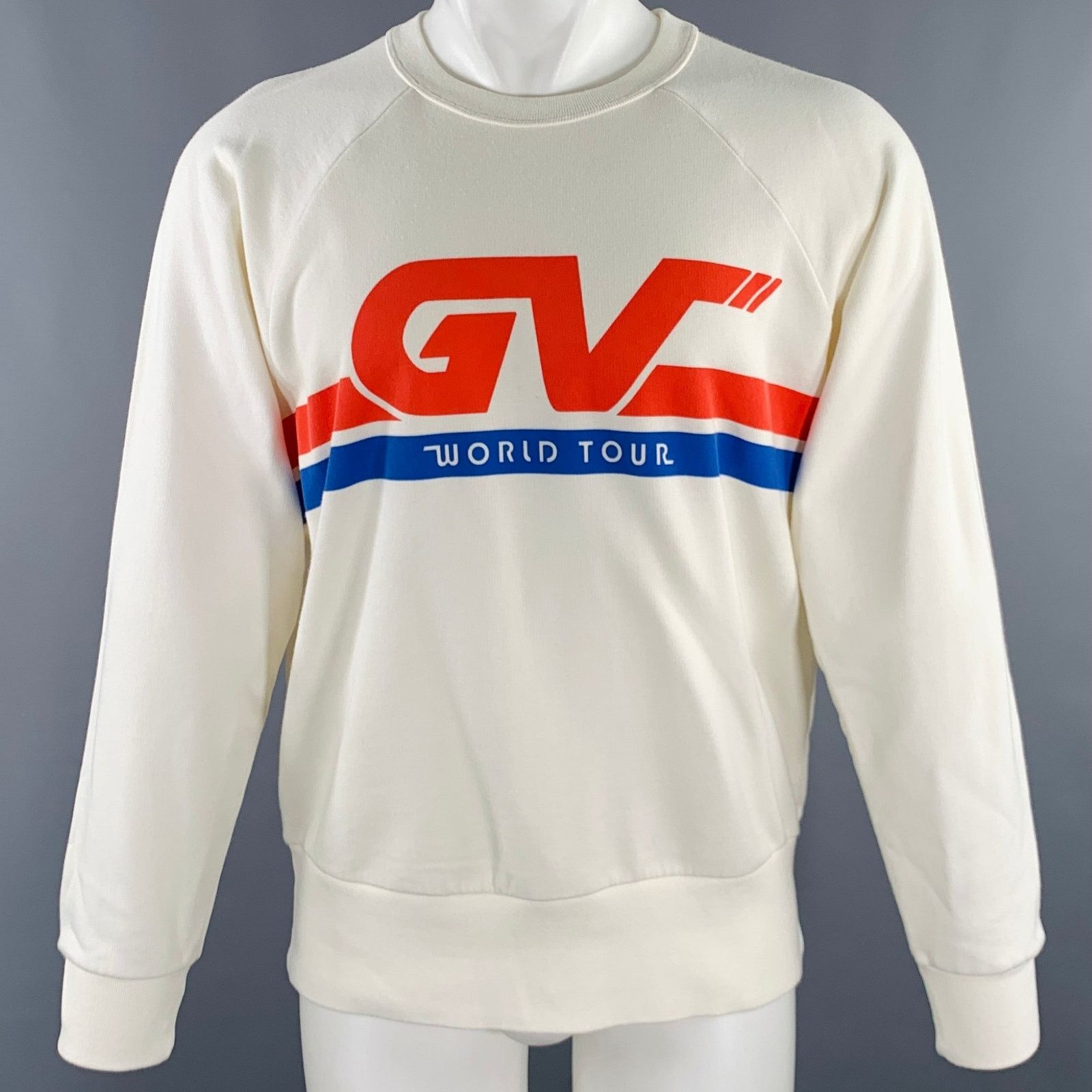 Givenchy S Cream Red Cotton -GV World Tour- Graphic Sweatshirt Size US S / EU 44-46 / 1 - 1 Thumbnail
