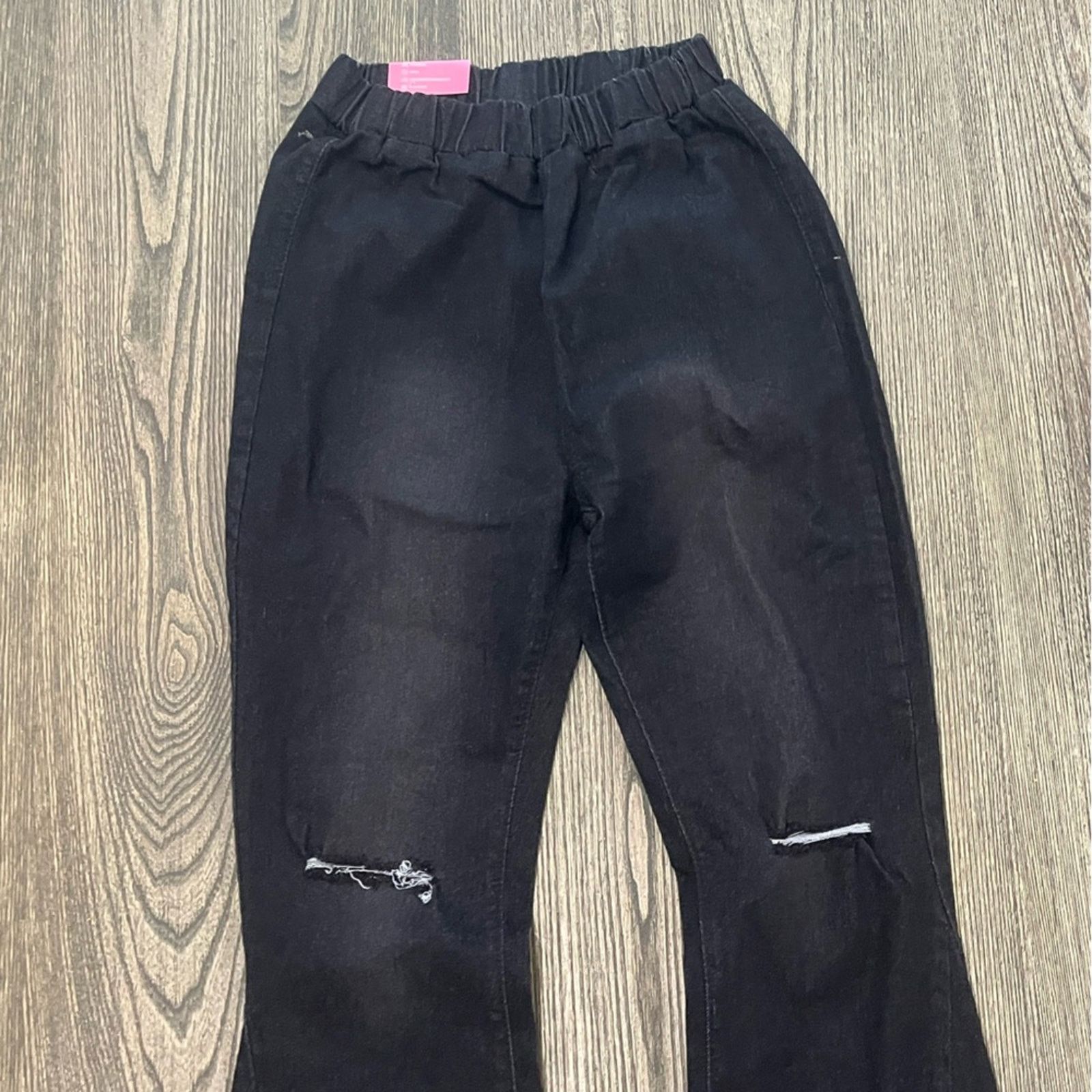 Vintage Fashion Flared Pants High Rise Elastic Waist Raw Hem Size S Size 26" / US 2 / IT 38 - 2 Thumbnail