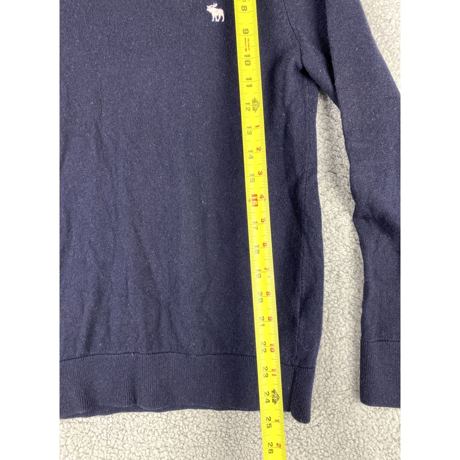 Abercrombie & Fitch Abercrombie & Fitch Sweater Mens XS V-Neck Navy Blue Wool-Acrylic Blend Size US XS / EU 42 / 0 - 5 Thumbnail