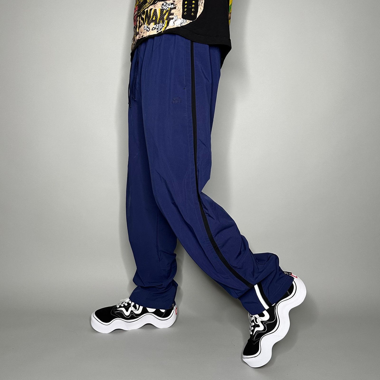 Starter Vintage 90s Starter Track Pants Mens L Relaxed Fit Navy Blue Size US 34 / EU 50 - 1 Thumbnail