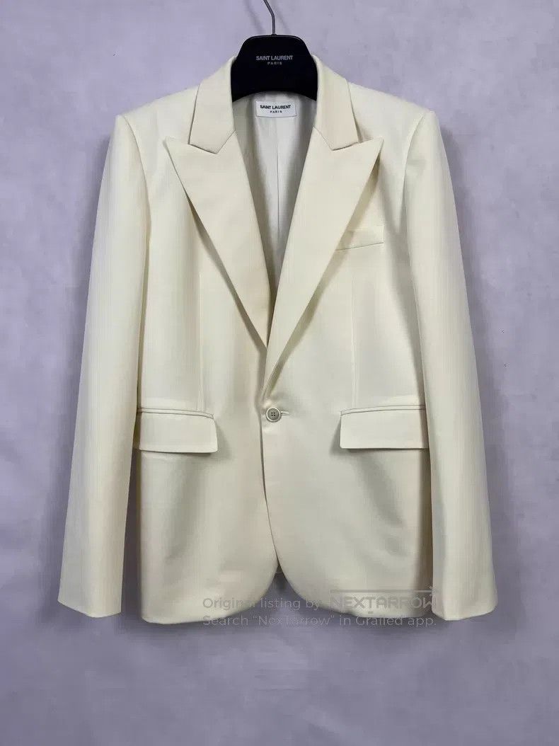 Saint Laurent Paris Saint Laurent Paris Cream White Sword Collar Suit Size US L / EU 52-54 / 3 - 1 Thumbnail