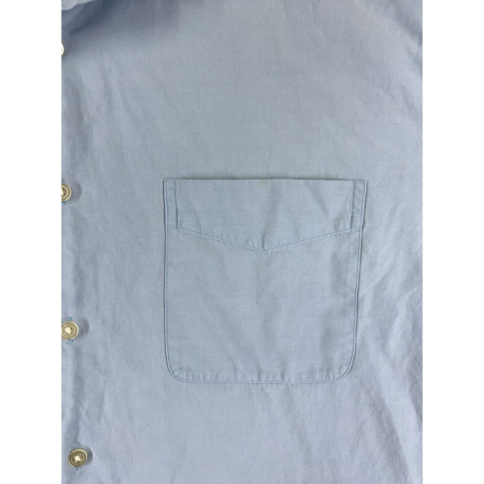 Tommy Hilfiger Tommy Hilfiger Shirt Mens Button-Up Short Sleeve Blue Cotton Silk Embroidered Logo Pockets Slimming Regular Fit Size US L / EU 52-54 / 3 - 6 Thumbnail