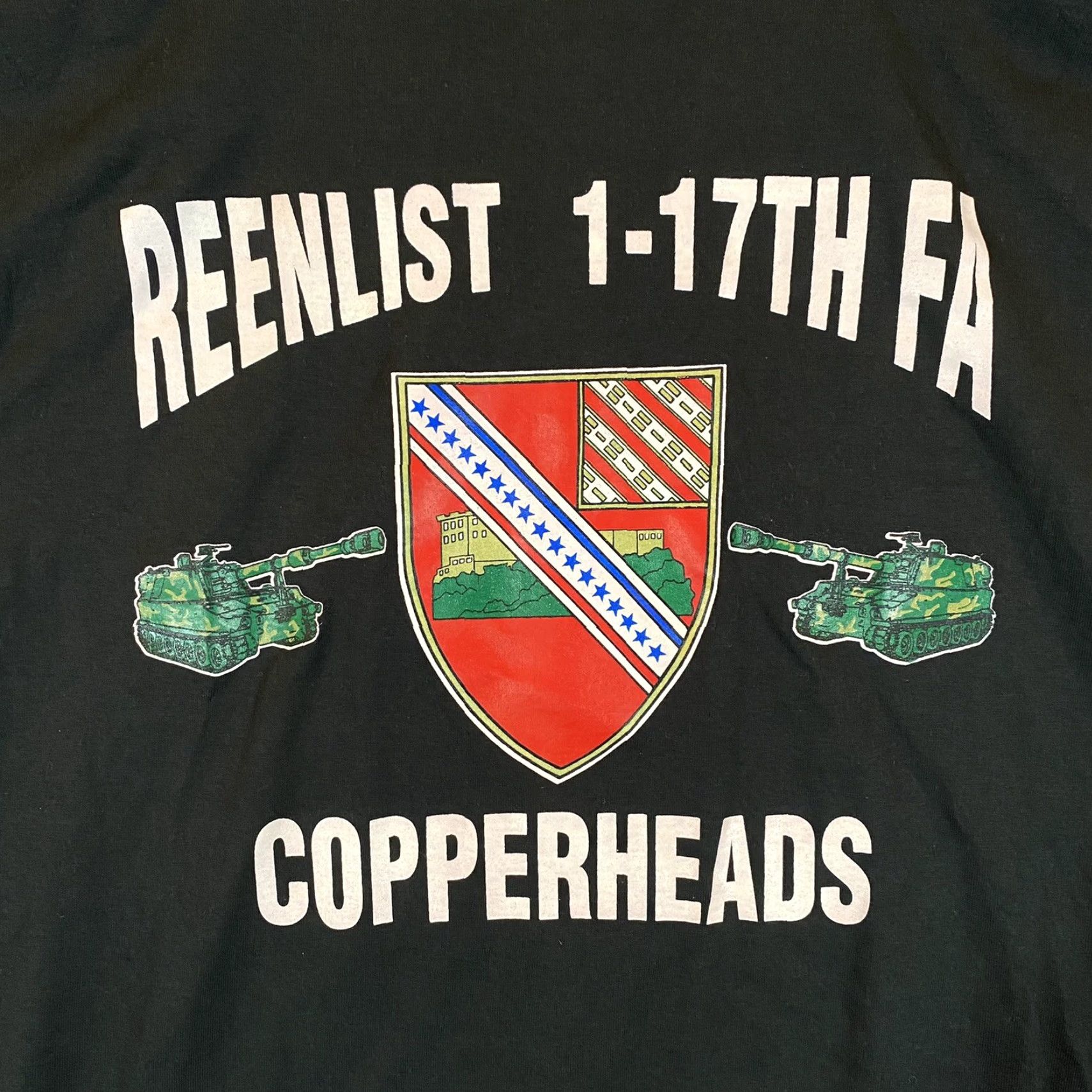 Fruit Of The Loom VINTAGE Fruit of the Loom Military T-Shirt Men Medium Black 90s Artillery Regiment Crew Neck Short Sleeve Size US M / EU 48-50 / 2 - 2 Thumbnail