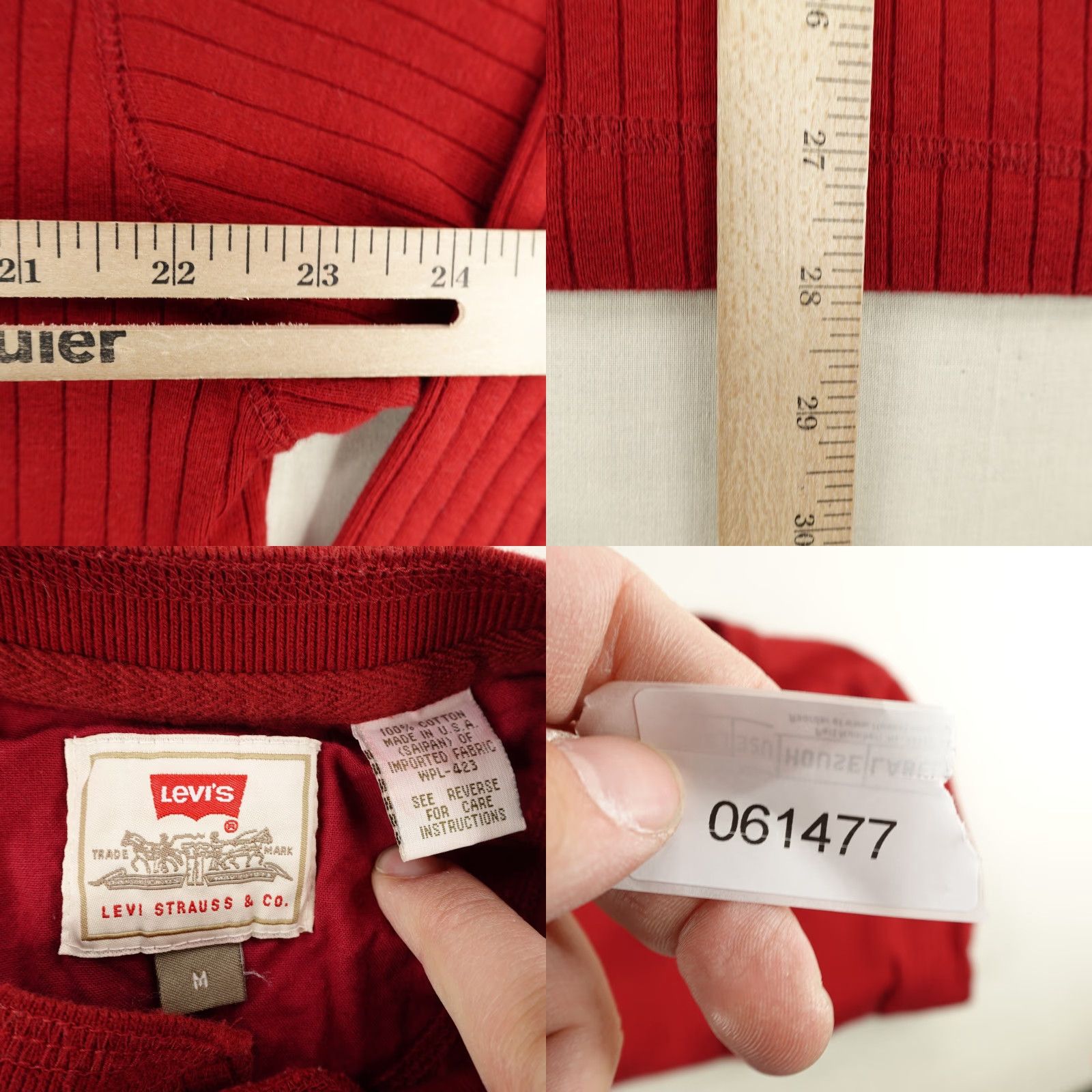 Levi's VINTAGE Levi's Sweater Mens M Lux Knit Henley Thermal Red 90s USA Mens Size US M / EU 48-50 / 2 - 8 Thumbnail