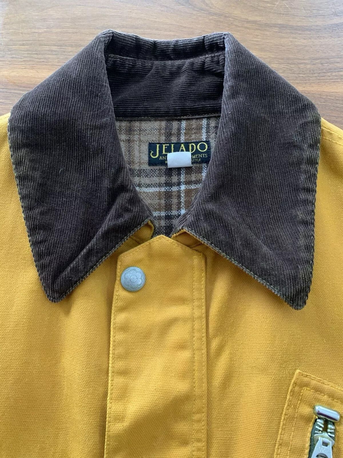 Jelado Jelado Men's Coat Yellow "Speedway Jacket" Waxed Made Japan Size US L / EU 52-54 / 3 - 3 Thumbnail