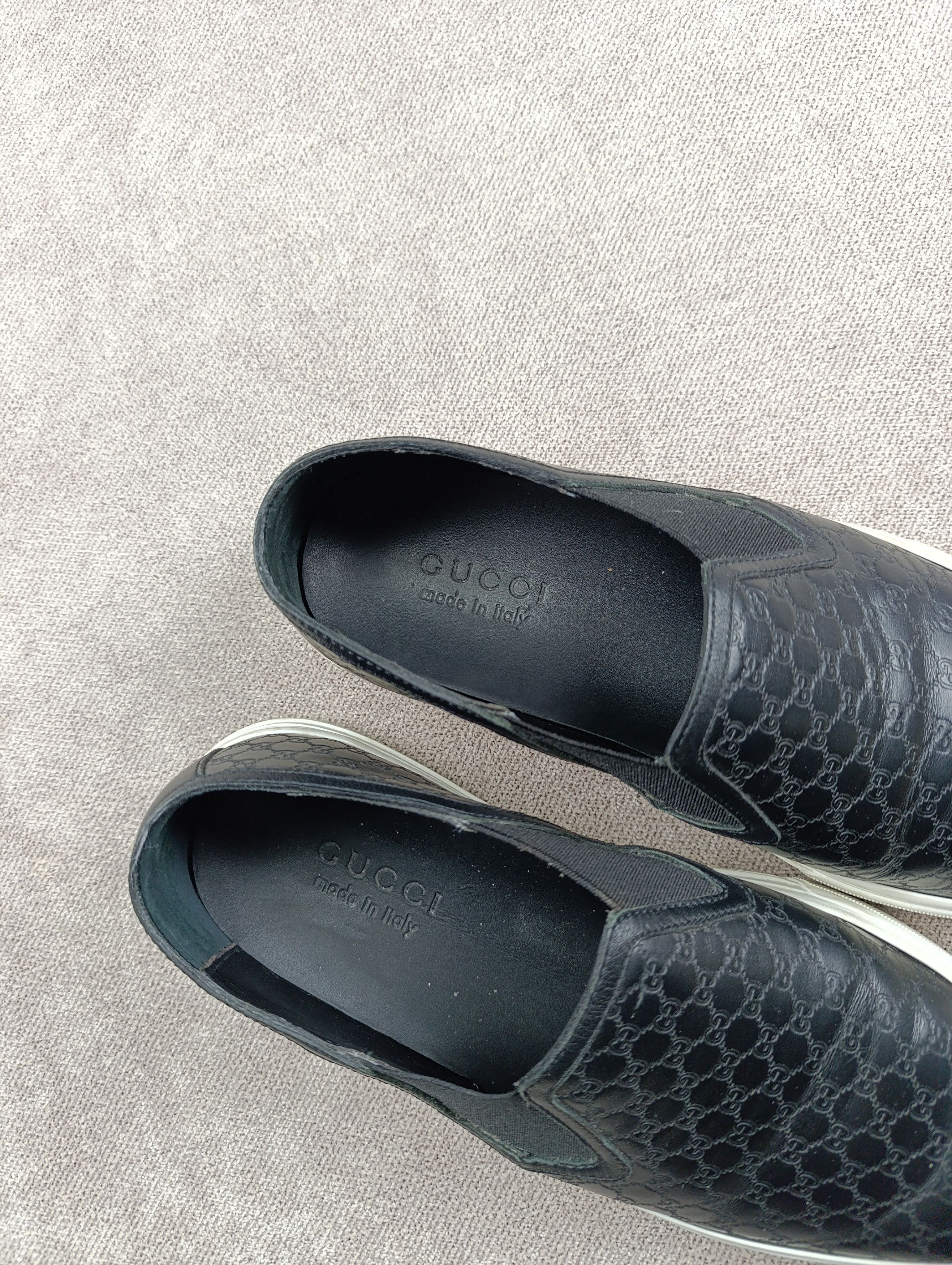 Gucci GUCCI LEATHER SIGNATURE SLIP-ON BLACK MONOGRAM Size US 7.5 / EU 40-41 - 14 Thumbnail