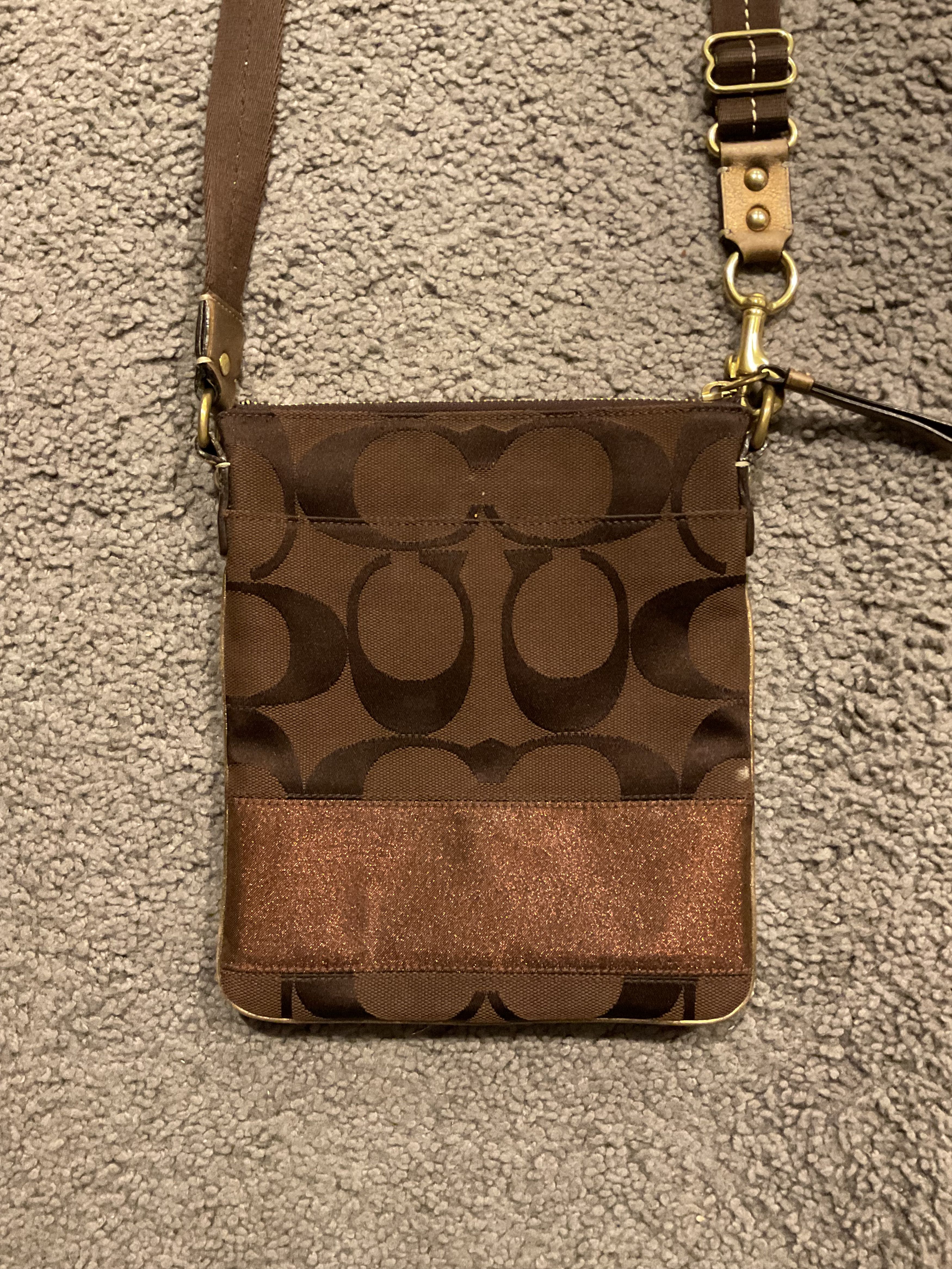 Coach Vintage Monogram Brown Crossbody Bag Purse Y2K 40758, Women's