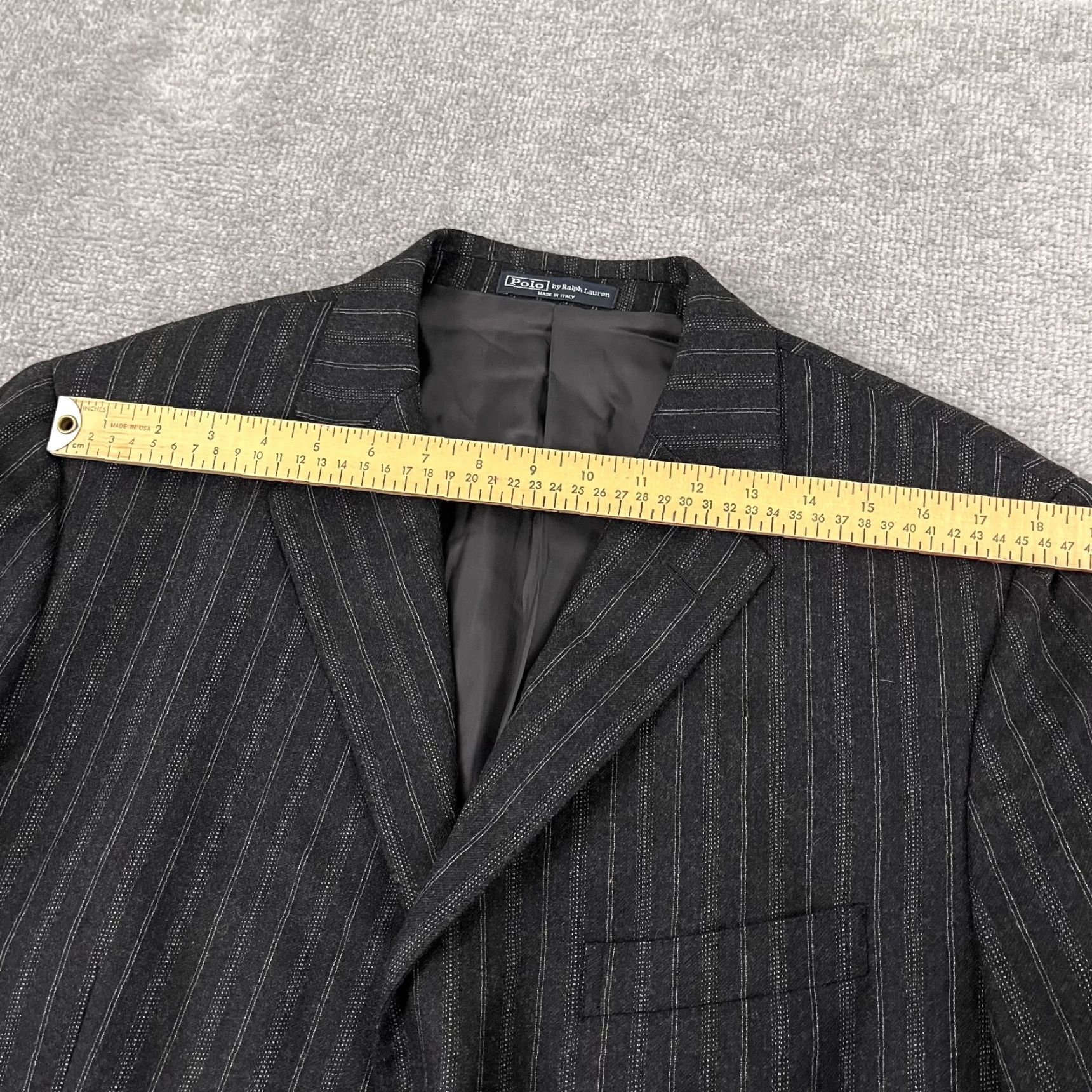 Polo Ralph Lauren Polo Ralph Lauren Blazer Mens 46 L Wool Cashmere Gray Striped Suit Coat Italy Size US XXL / EU 58 / 5 - 5 Thumbnail