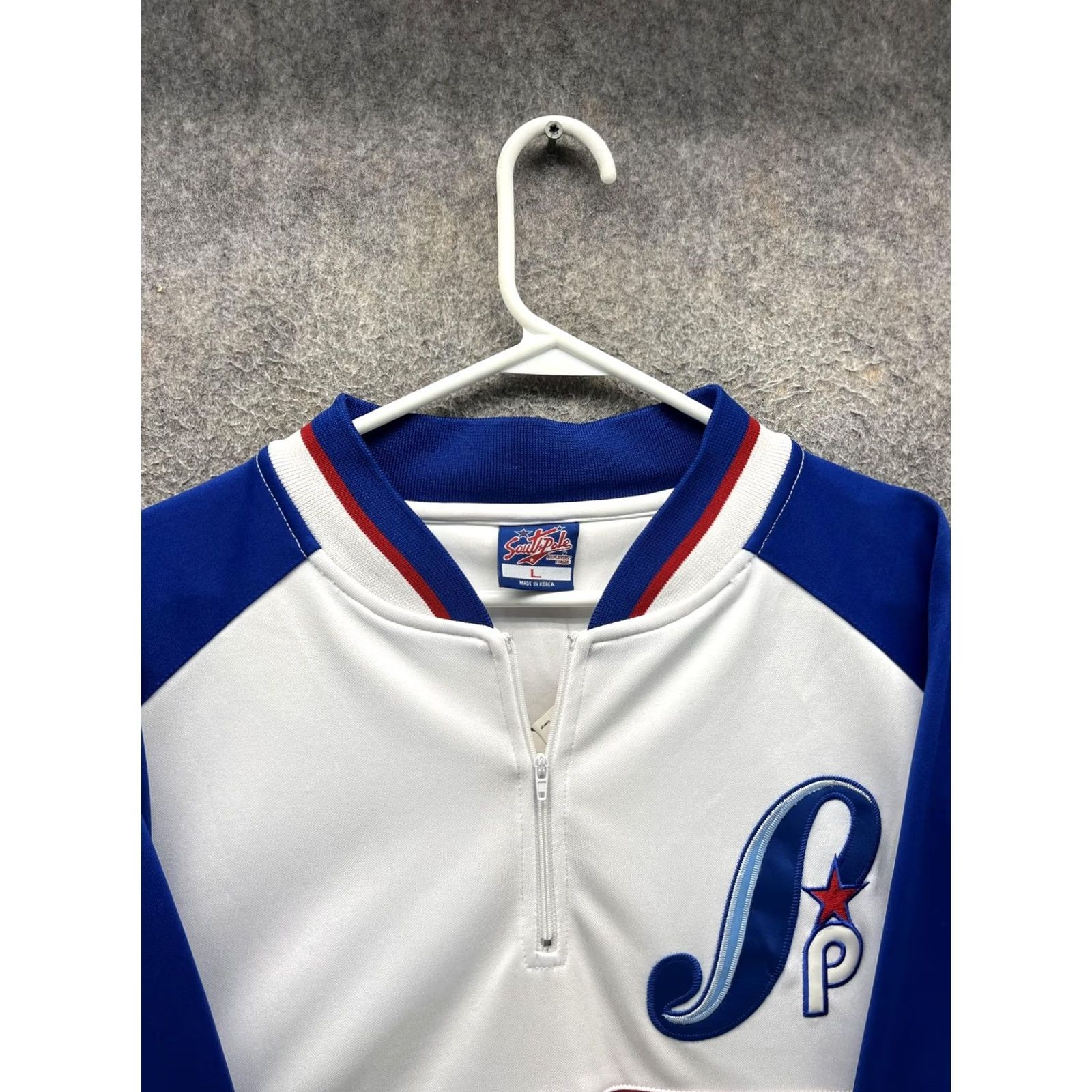Southpole Southpole Shirt Mens Large White Blue 1/4 Zip Baseball Jersey Raglan Top Size US L / EU 52-54 / 3 - 7 Thumbnail