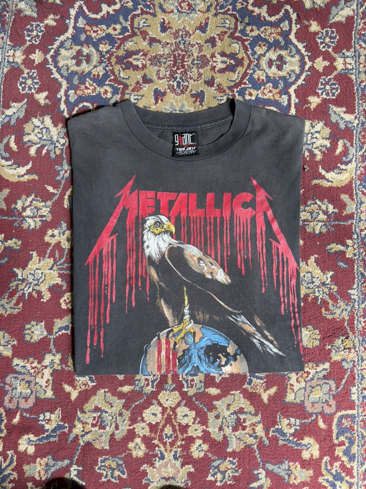 Band Tees × Metallica × Vintage 1994’s Metallica pushead Crazy Faded 🌍🦅 Size US XL / EU 56 / 4 - 2 Thumbnail
