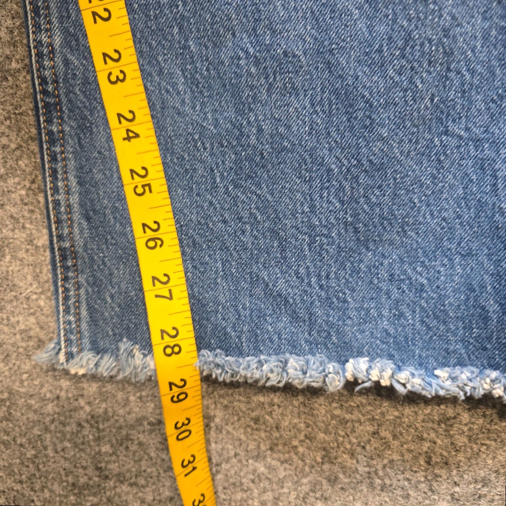 Frame FRAME Jeans Womens Size 33 Blue The Bubble Wide-Leg Distressed Raw Hem Casual Shirt Size 24" / US 00 / IT 34 - 7 Thumbnail