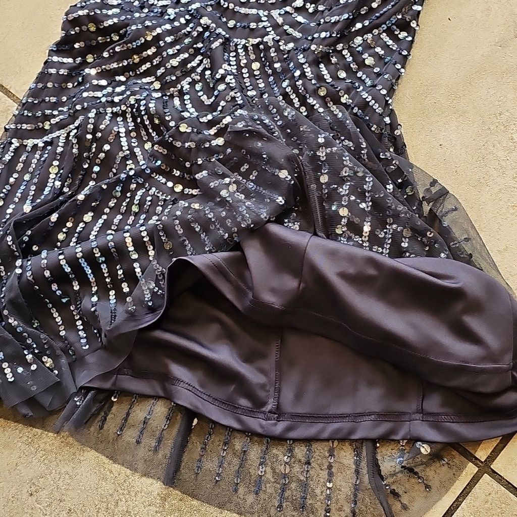 The Unbranded Brand NWT AIDAN MATTOX navy Blue Sequin Sleeveless Gala Dress 6 Size M / US 6-8 / IT 42-44 - 6 Thumbnail