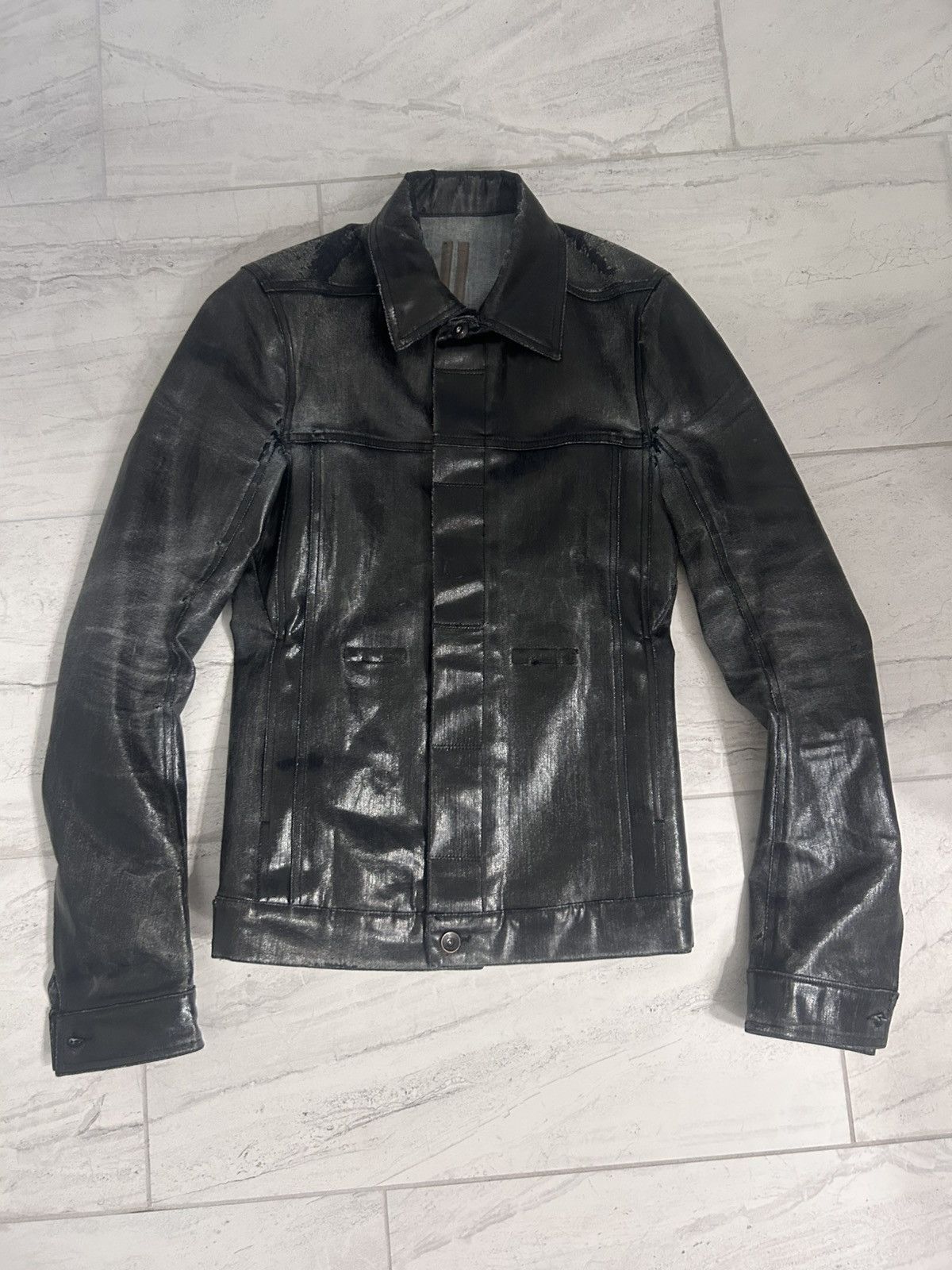 Rick Owens Rick Owens SAMPLE Heavy Wax Trucker Jacket Size US S / EU 44-46 / 1 - 1 Thumbnail
