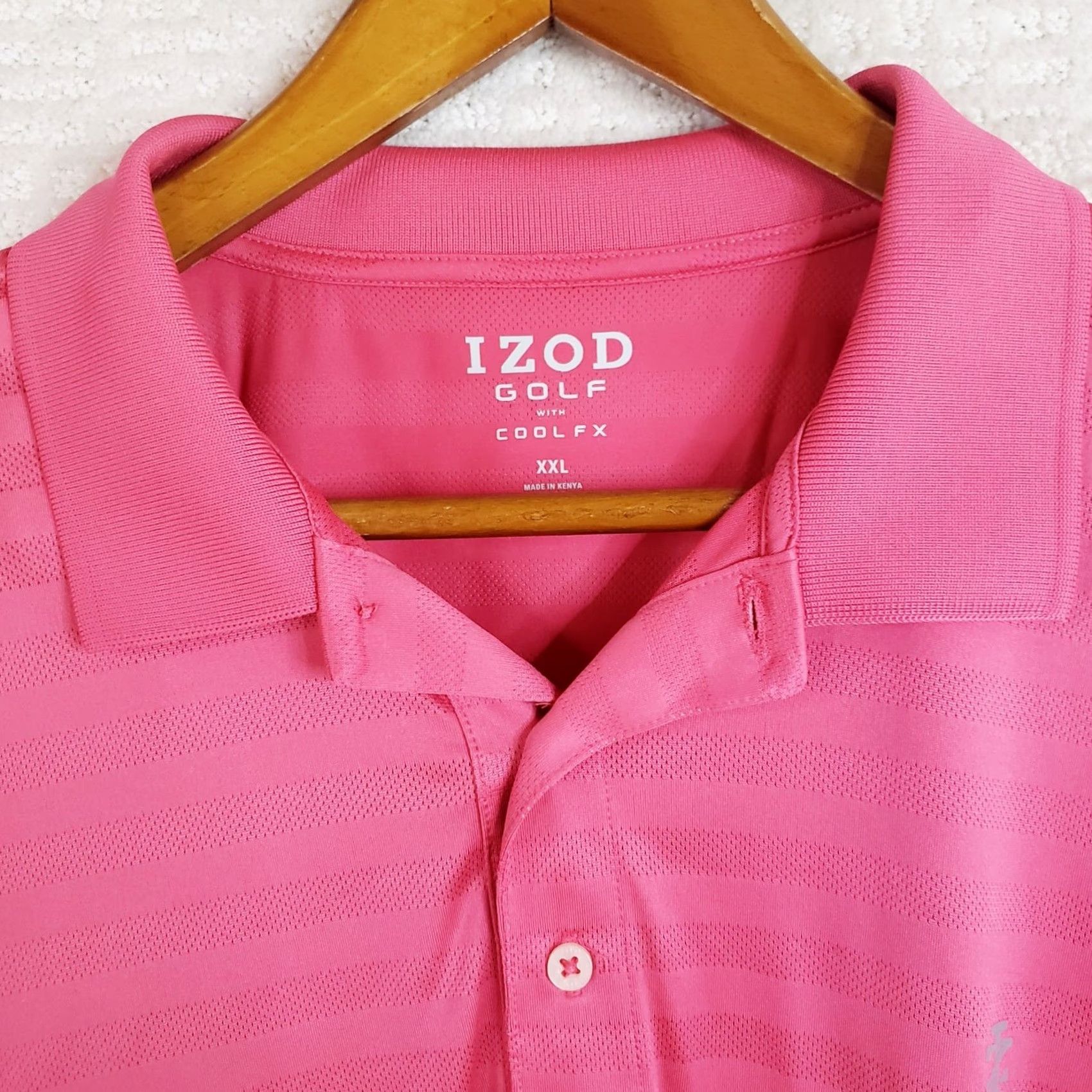 Izod IZOD Polo Shirt Mens 2XL Pink Short Sleeve Collared Geometric Embroidered Logo Classic Golf Pro Series Size US XXL / EU 58 / 5 - 5 Thumbnail