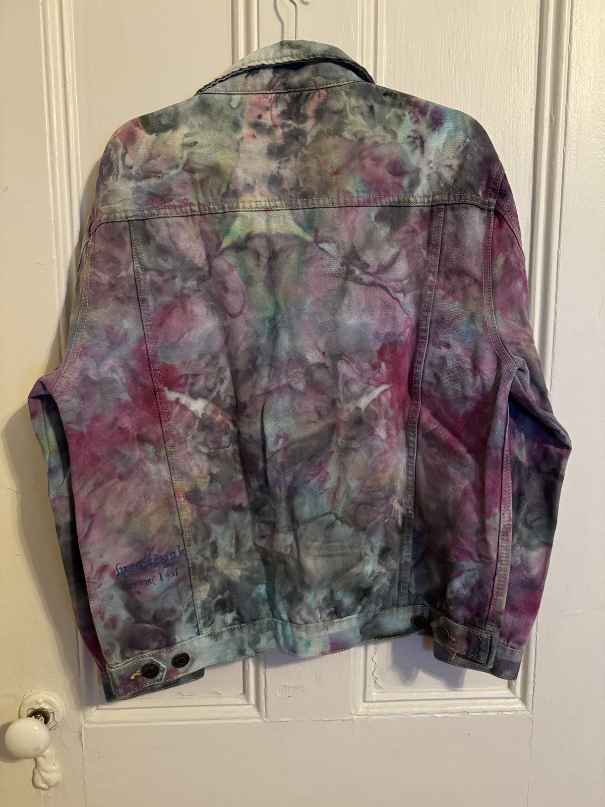 Handmade Rainbow Hand-Dyed Denm Jacket sz L Size US L / EU 52-54 / 3 - 2 Thumbnail