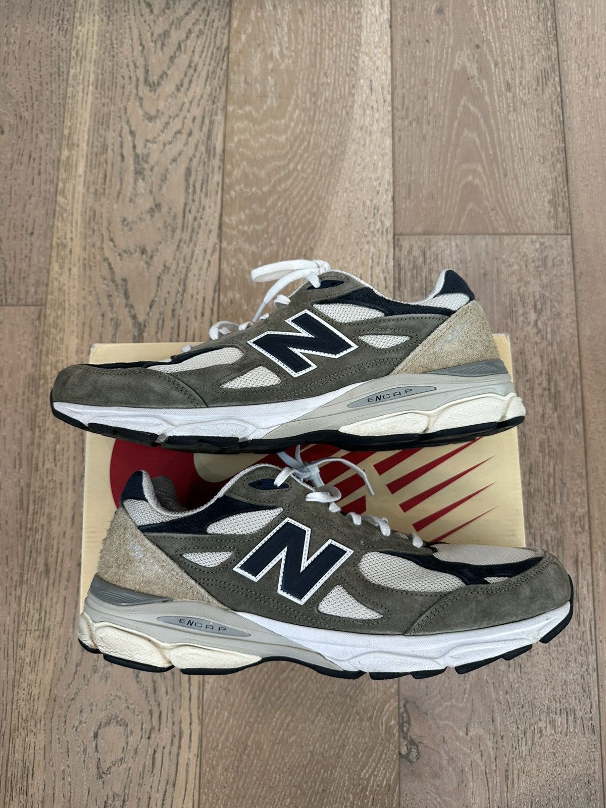 New Balance New Balance 990v3 MiUSA Grey Blue Olive Size US 13 / EU 46 - 4 Thumbnail