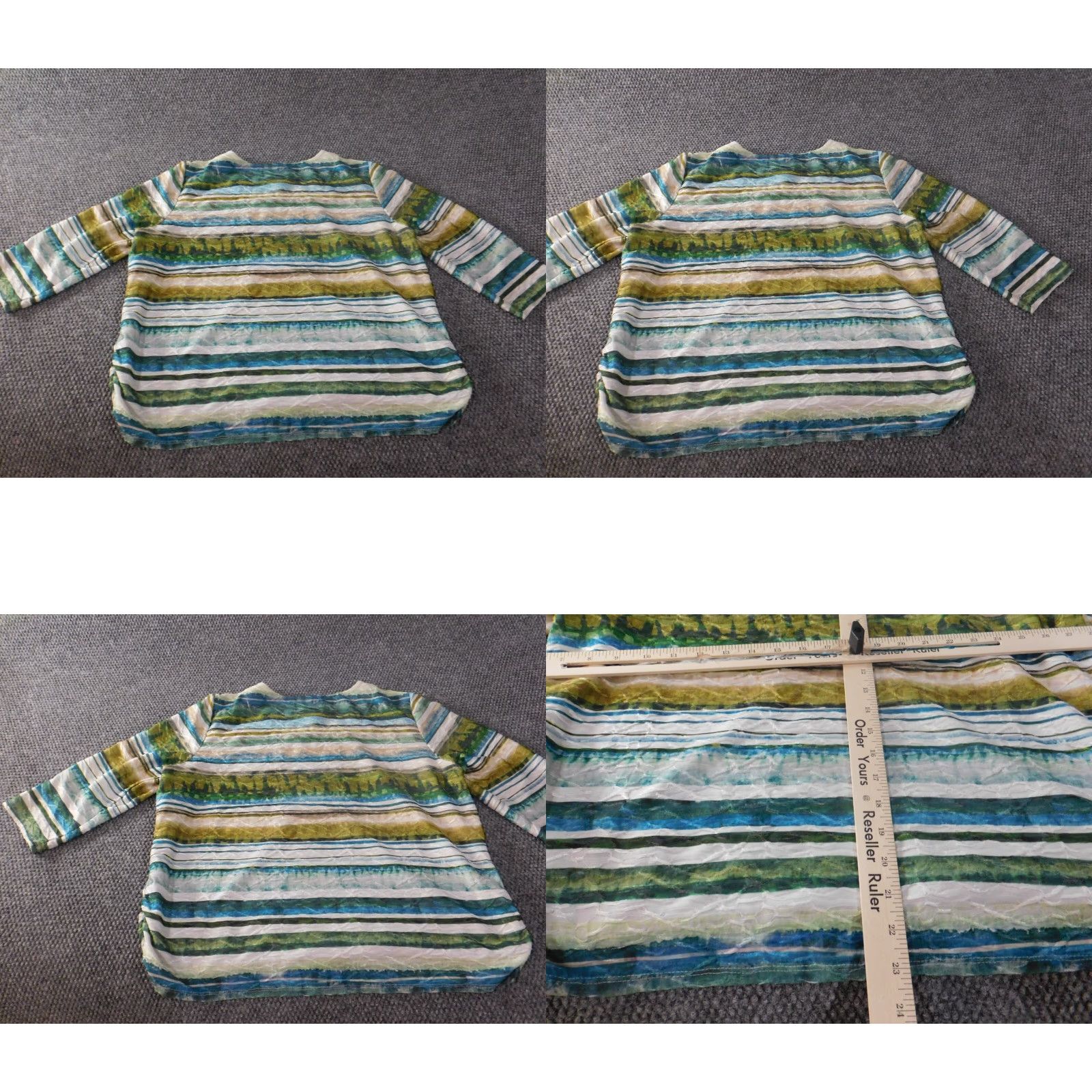 Vintage Alfred Dunner Blouse Shirt Womens L Green Striped Round Neck Pullover Stretch Casual Vintage: No Size L / US 10 / IT 46 - 8 Thumbnail