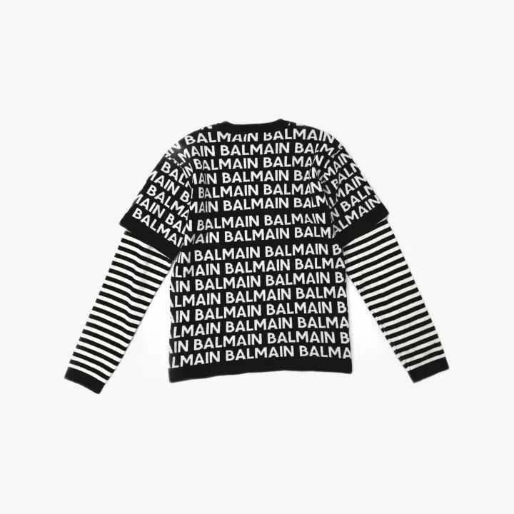 Balmain Balmain Color Block Logo Print Long Sleeve Sweater -2507 Size US L / EU 52-54 / 3 - 3 Thumbnail