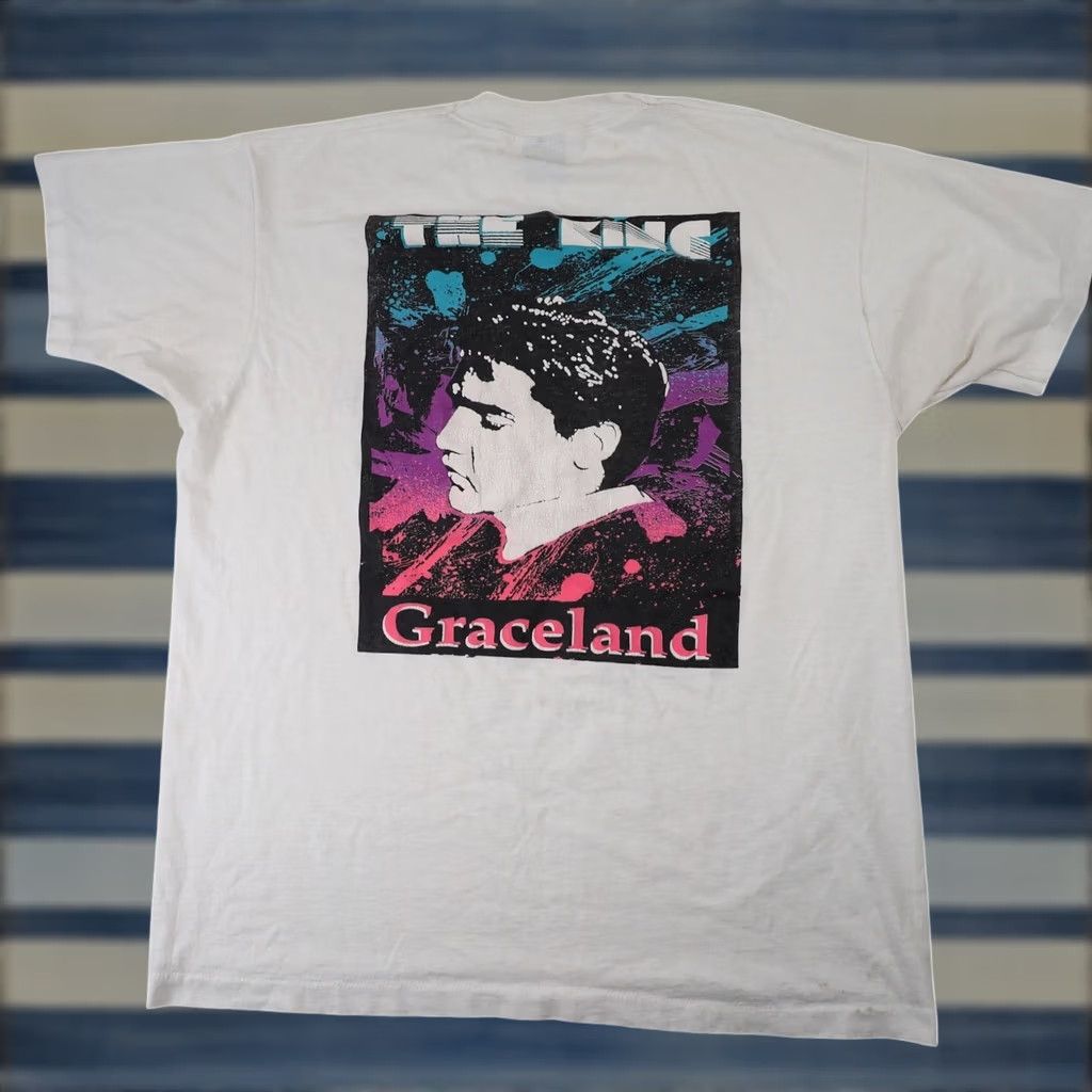 Vintage VINTAGE Elvis Presley The King Graceland Art Graphic T Shirt Shirt Mens XL White 90s Boys Girls? Size US XL / EU 56 / 4 - 1 Thumbnail