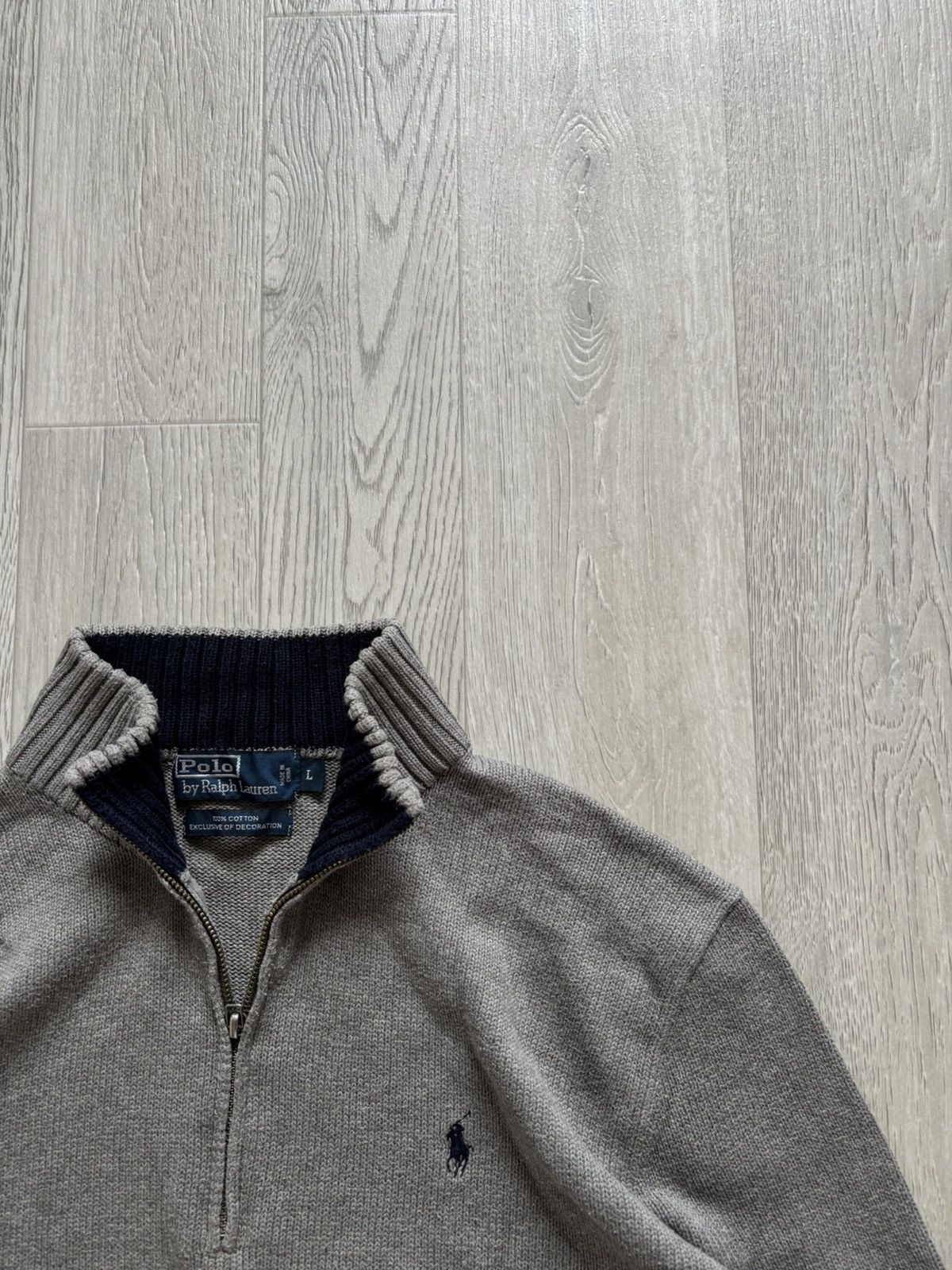 Polo Ralph Lauren × RRL Ralph Lauren × Vintage 90s Polo Ralph Lauren 1/3 Zip Sweater Size US L / EU 52-54 / 3 - 2 Thumbnail