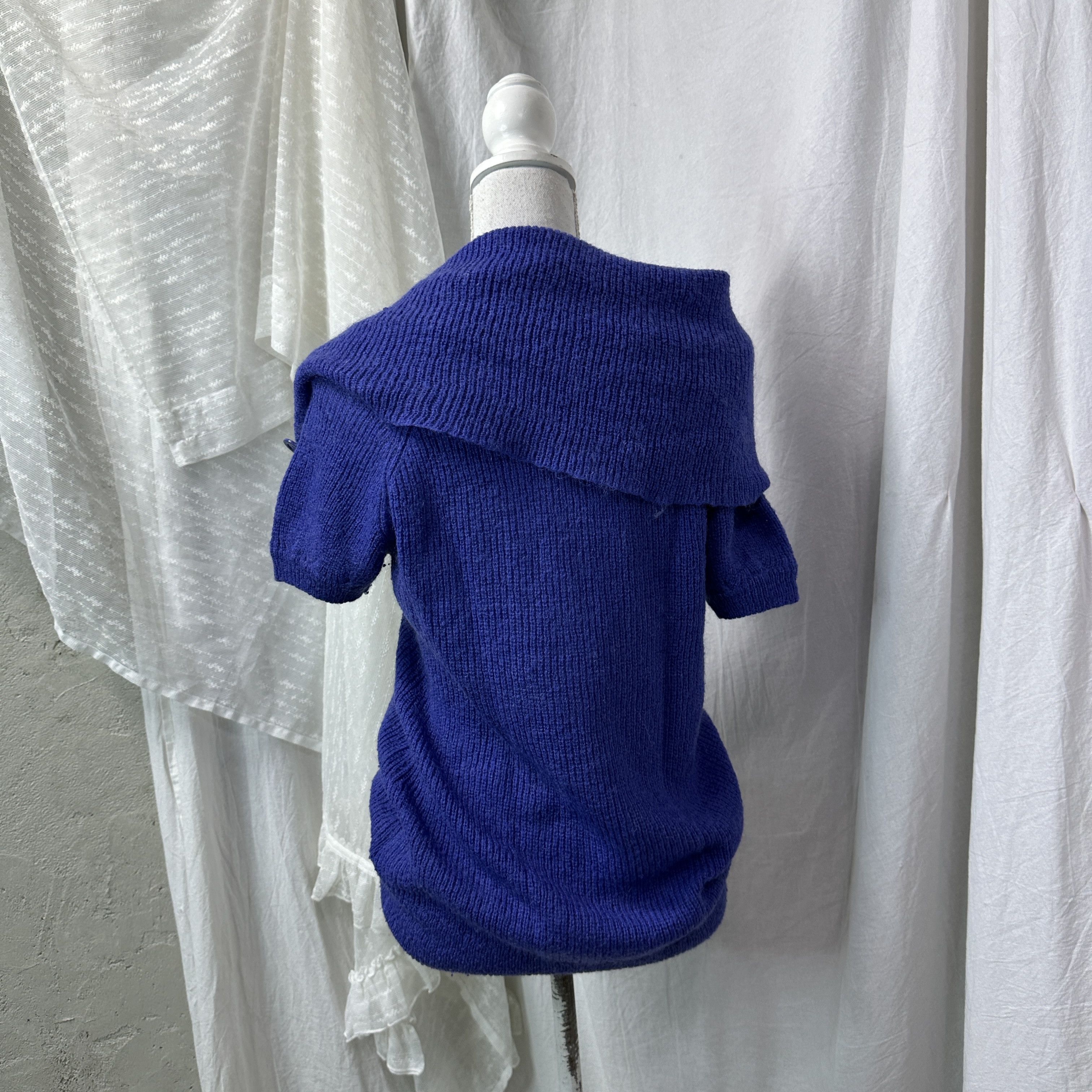 Vintage Vintage Mohair Violet Fitted Big Collar Buttoned Sweater 00s Size M / US 6-8 / IT 42-44 - 5 Thumbnail