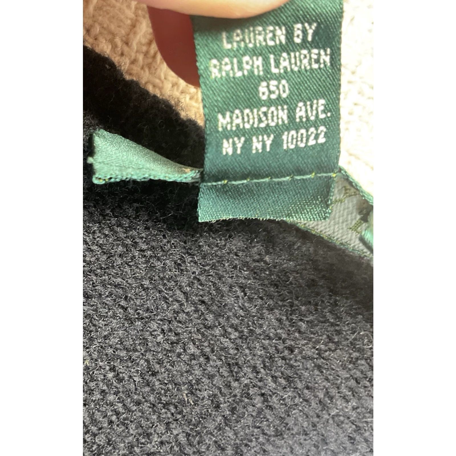 VINTAGE Lauren Ralph Lauren Sweater Women's 2X Black Wool Knit Crew Neck Logo Front