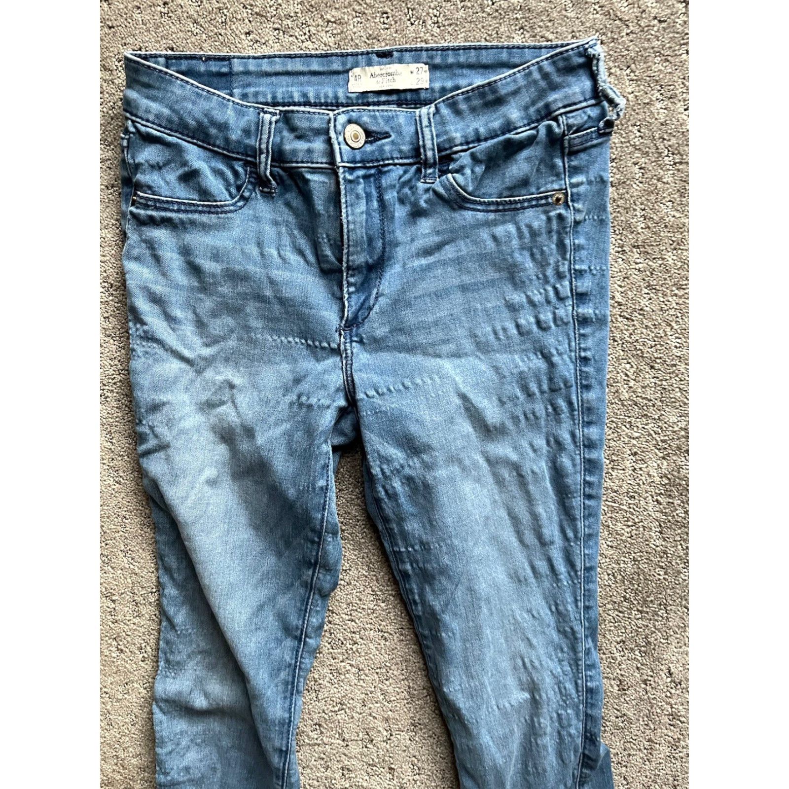 Abercrombie & Fitch Abercrombie & Fitch Jeans Womens 4 Regular Denim Ankle 27x29 Blue Slim 5-Pocket Distressed Modern Medium Rise Size 27" / US 4 / IT 40 - 2 Thumbnail