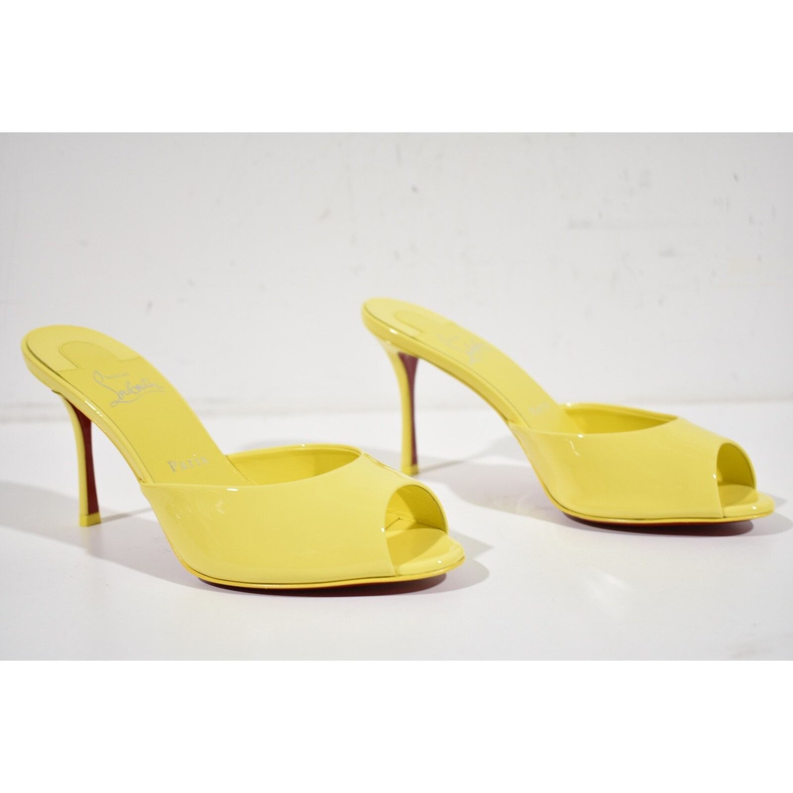 Christian Louboutin Me Dolly 85 Piou Yellow Backless Sandal Mule Heel Pump 37.5 Size US 7.5 / IT 37.5 - 4 Thumbnail