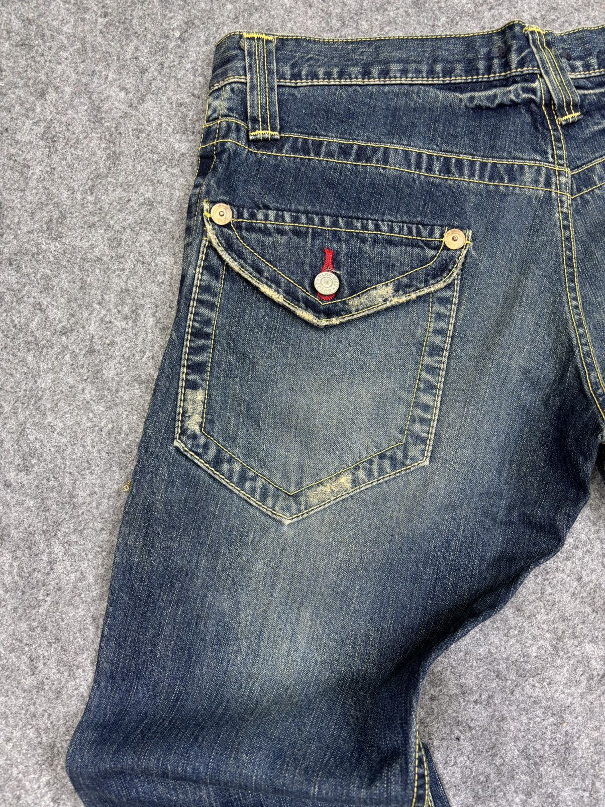 Japanese Brand 💥Super Flare💥Vintage Blue Way Flare Distressed Denim F803 Size US 34 / EU 50 - 9 Thumbnail
