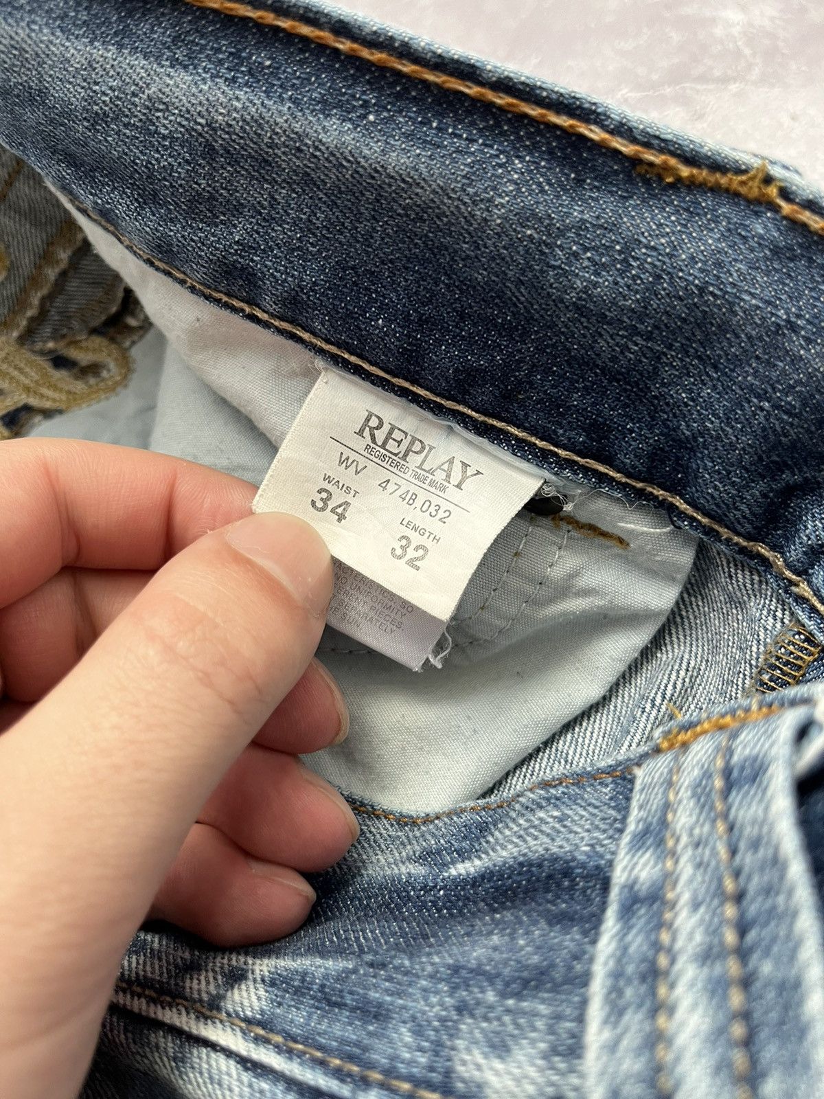 Replay Vintage Replay Baggy Jeans Big Logo Embroidered y2k Denim Size US 34 / EU 50 - 14 Thumbnail